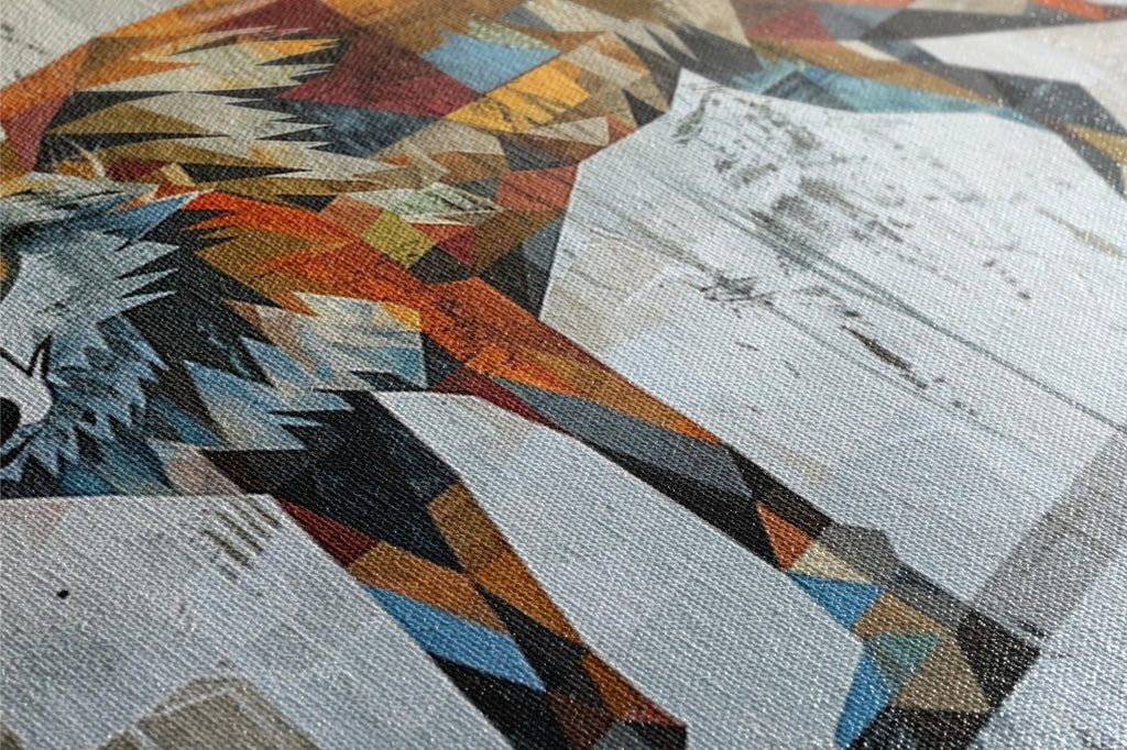 Modern Coyote Art | Large Canvas Art with Expressive Brush Strokes – UV Coated, Ready to Hang