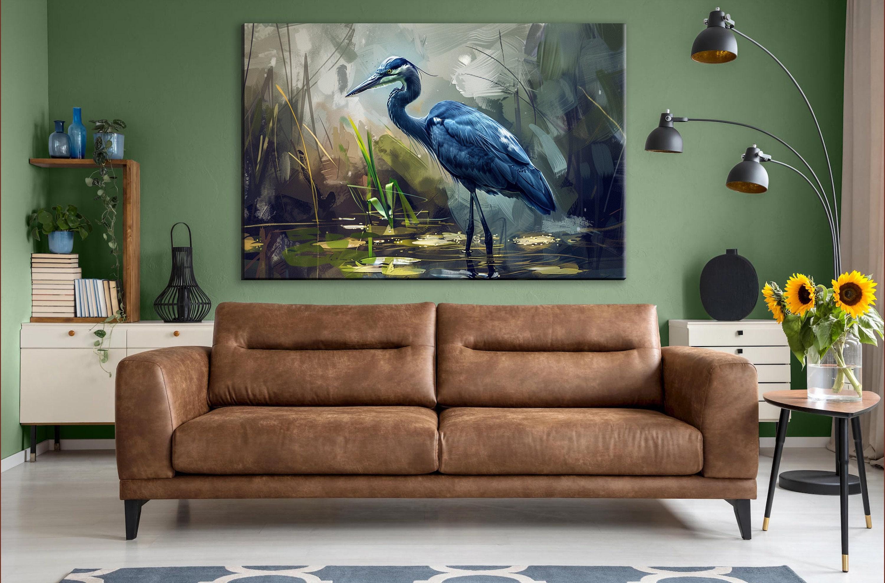 Blue Heron Canvas – Large Gallery Wrapped Wildlife Art Print on Artist Grade Canvas