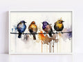 Birdwatcher's Delight: Bird Flock Watercolor, Giclee Print on Canvas, Artist Paper, Watercolor Paper, Available in Extra Large Sizes
