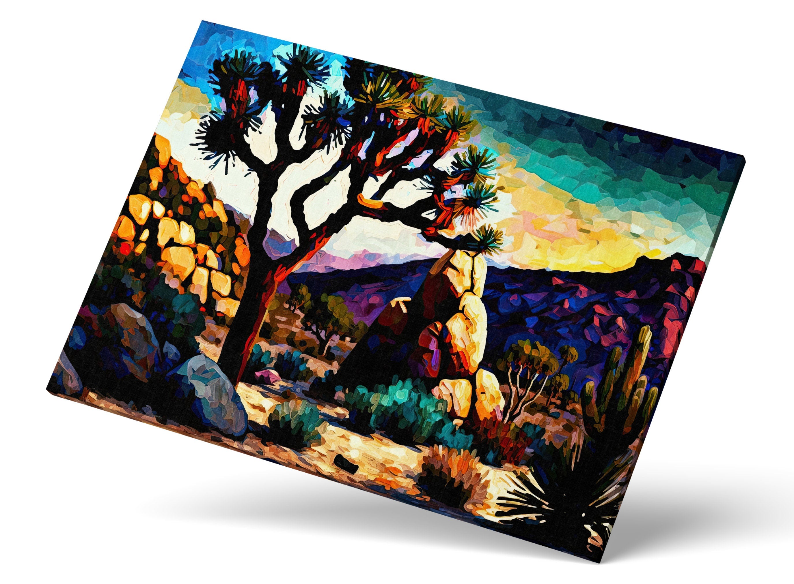 Desert Landscape Canvas - Southwestern Scenery Print | Joshua Tree Artwork, Gallery Ready