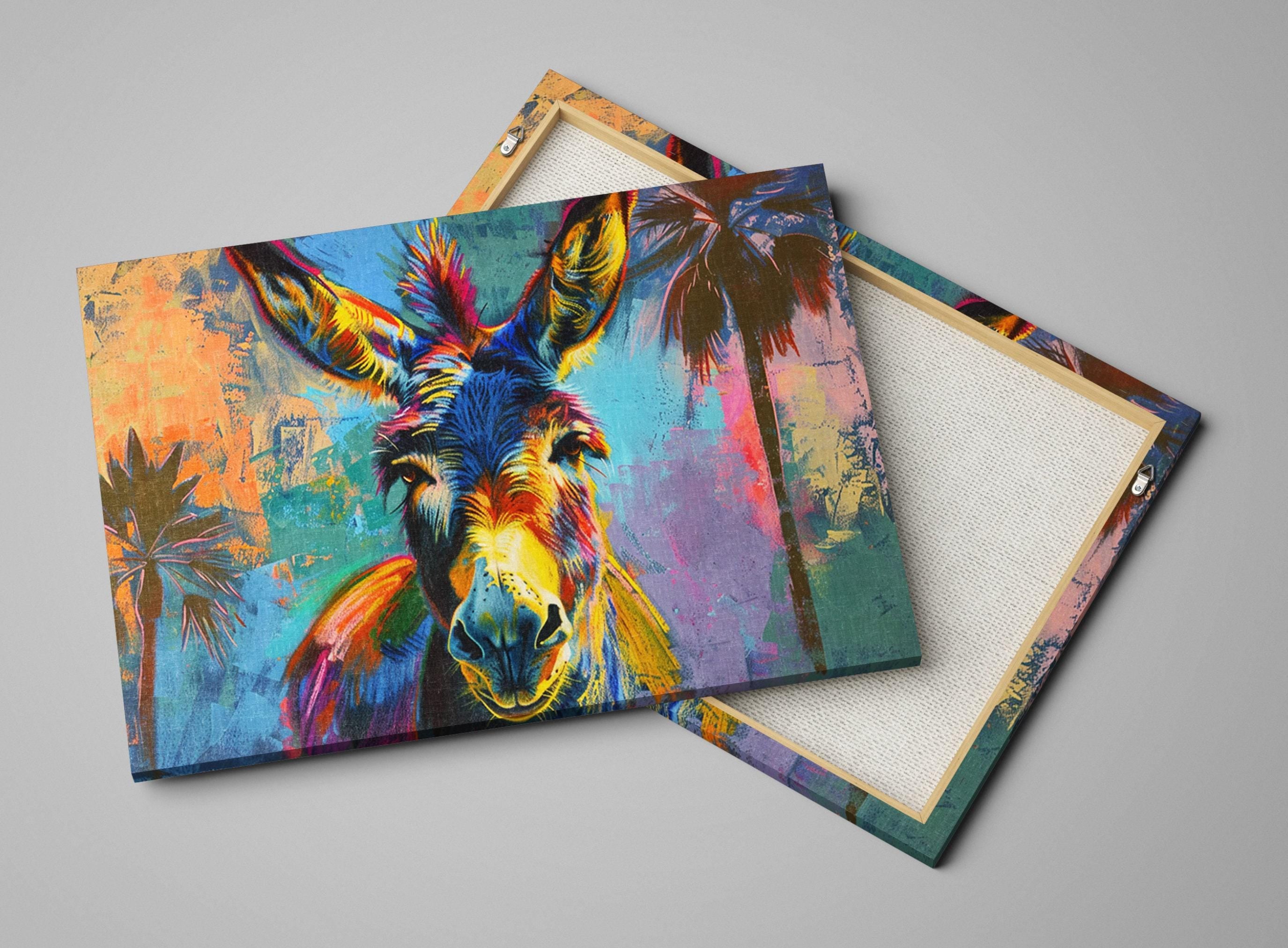 Pop Art Donkey Canvas - Vibrant Large Canvas Art | Gallery Wrapped Print