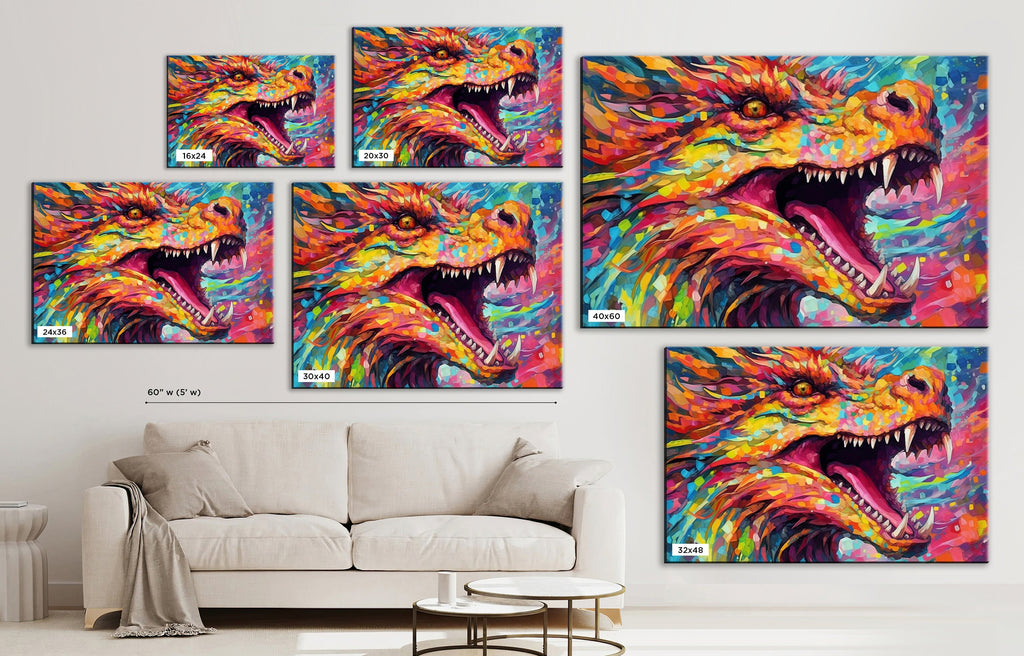 Dragon Canvas Art - Large Fantasy Wall Art Print | Mythical Creature Decor