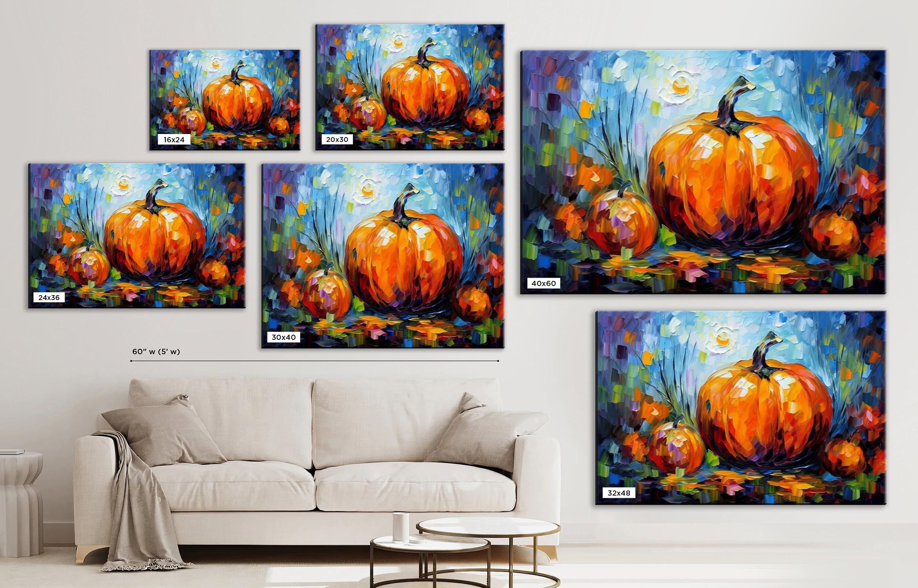Pumpkin Wall Art – Large Gallery Wrapped Canvas | Halloween Canvas Art Decor