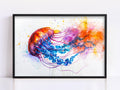 Jellyfish Watercolor Painting Wall Art, Giclee Print on Canvas, Artist Paper, Watercolor Paper, Available in Extra Large Sizes
