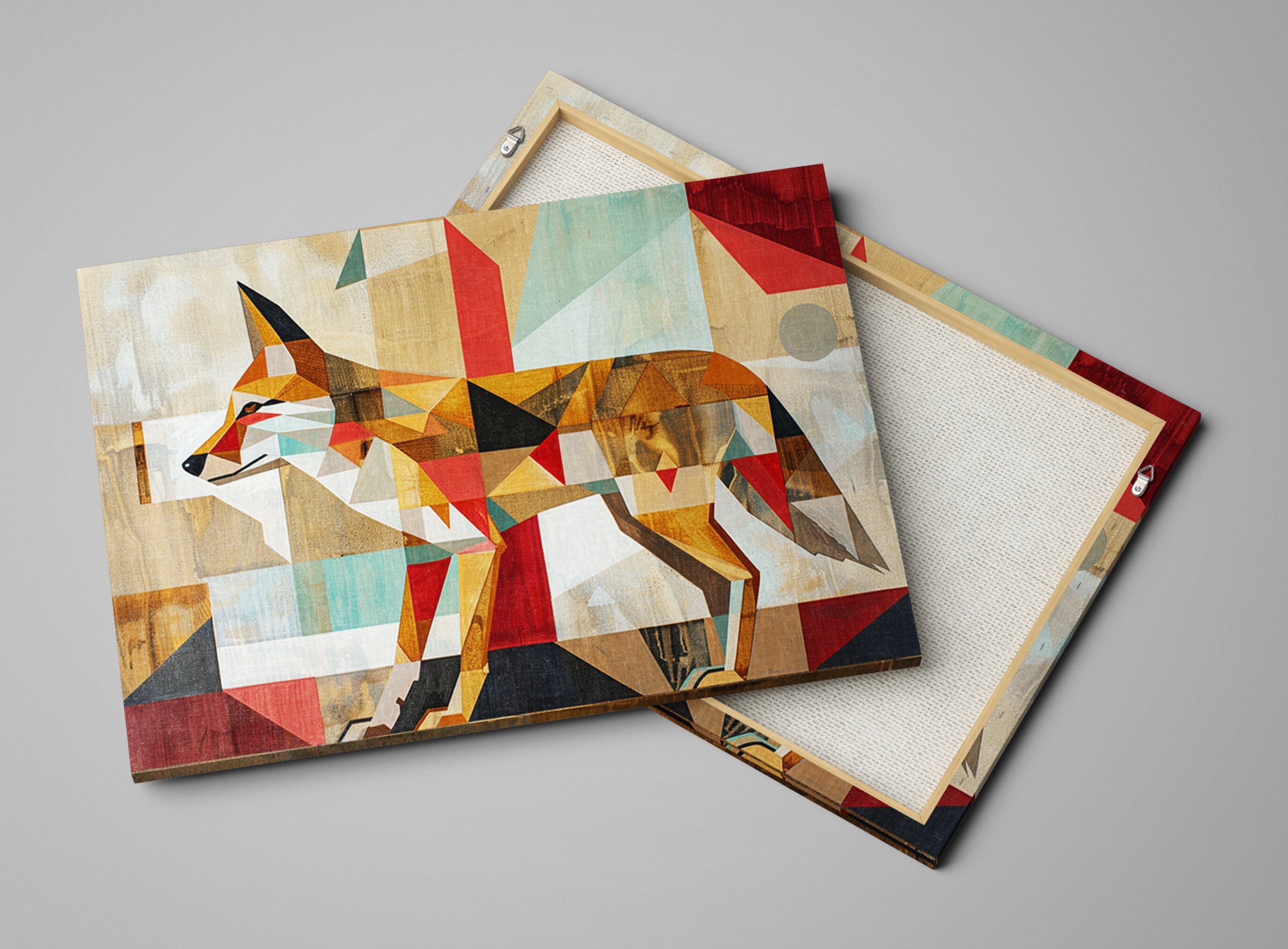 Mid-Century Coyote Art – Extra Large Gallery Wrapped Canvas with Wood Frame