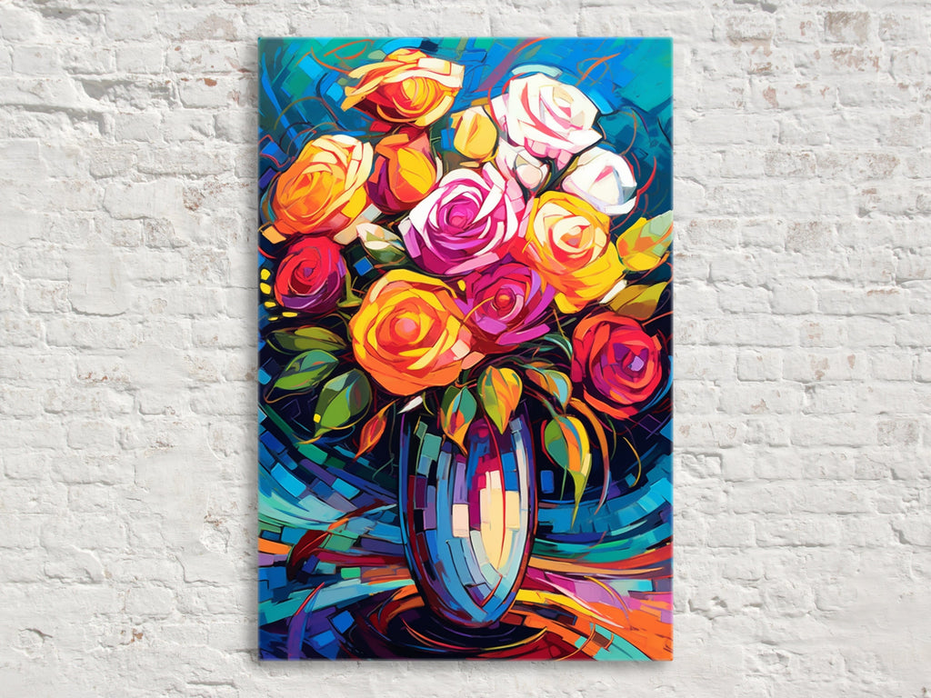 Rose Bouquet Painting - Vibrant Floral Wall Decor | Large Canvas Print