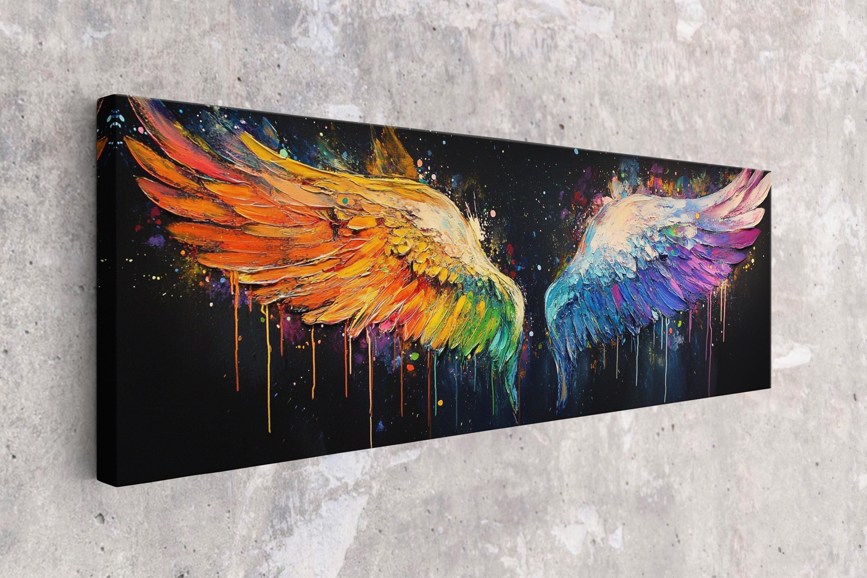 Banksy Angel Wings Canvas - Panoramic Wall Art, Gallery Wrapped, Ready to Hang