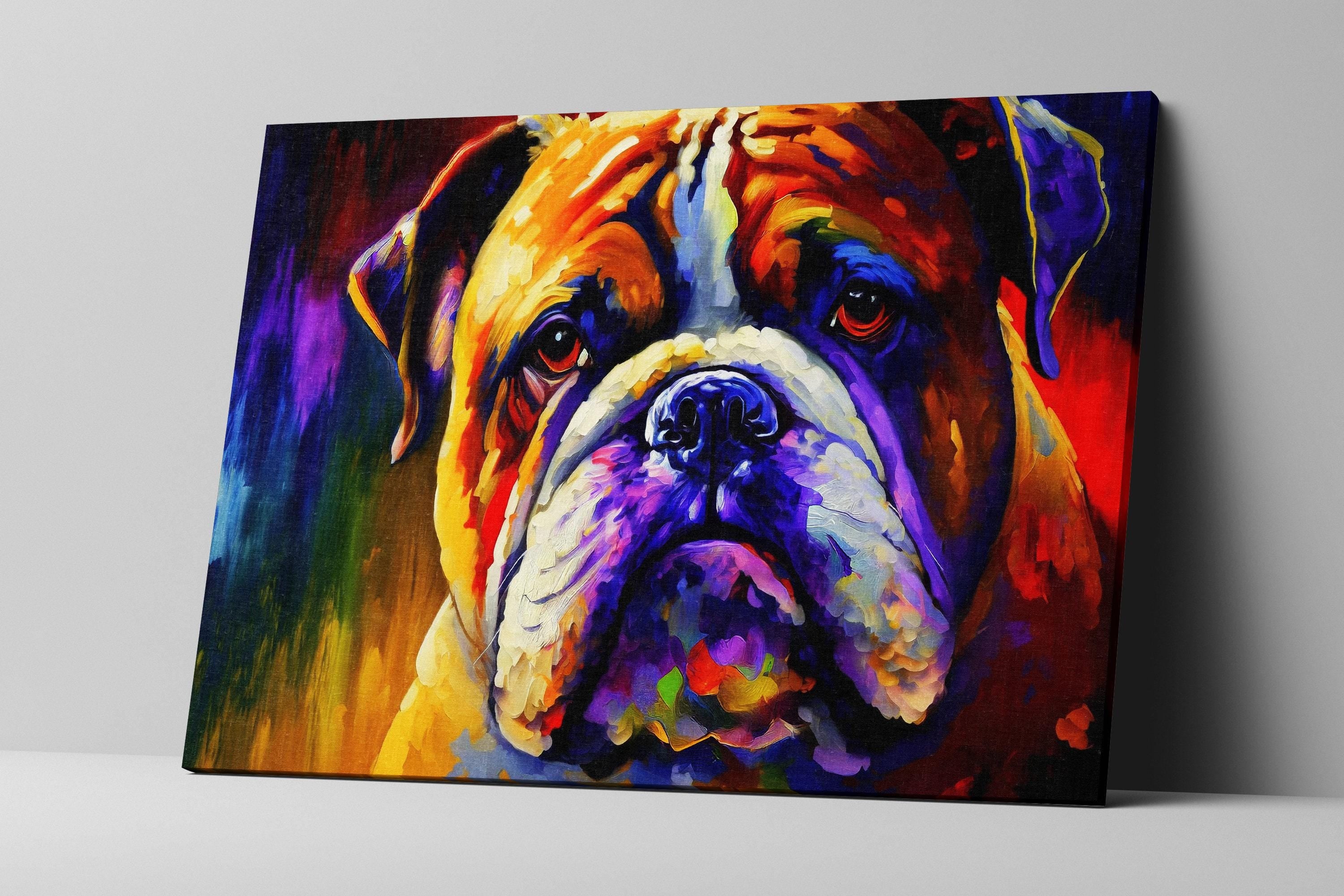 English Bulldog Art – Vibrant Bulldog Canvas Print | Gallery Ready Dog Painting