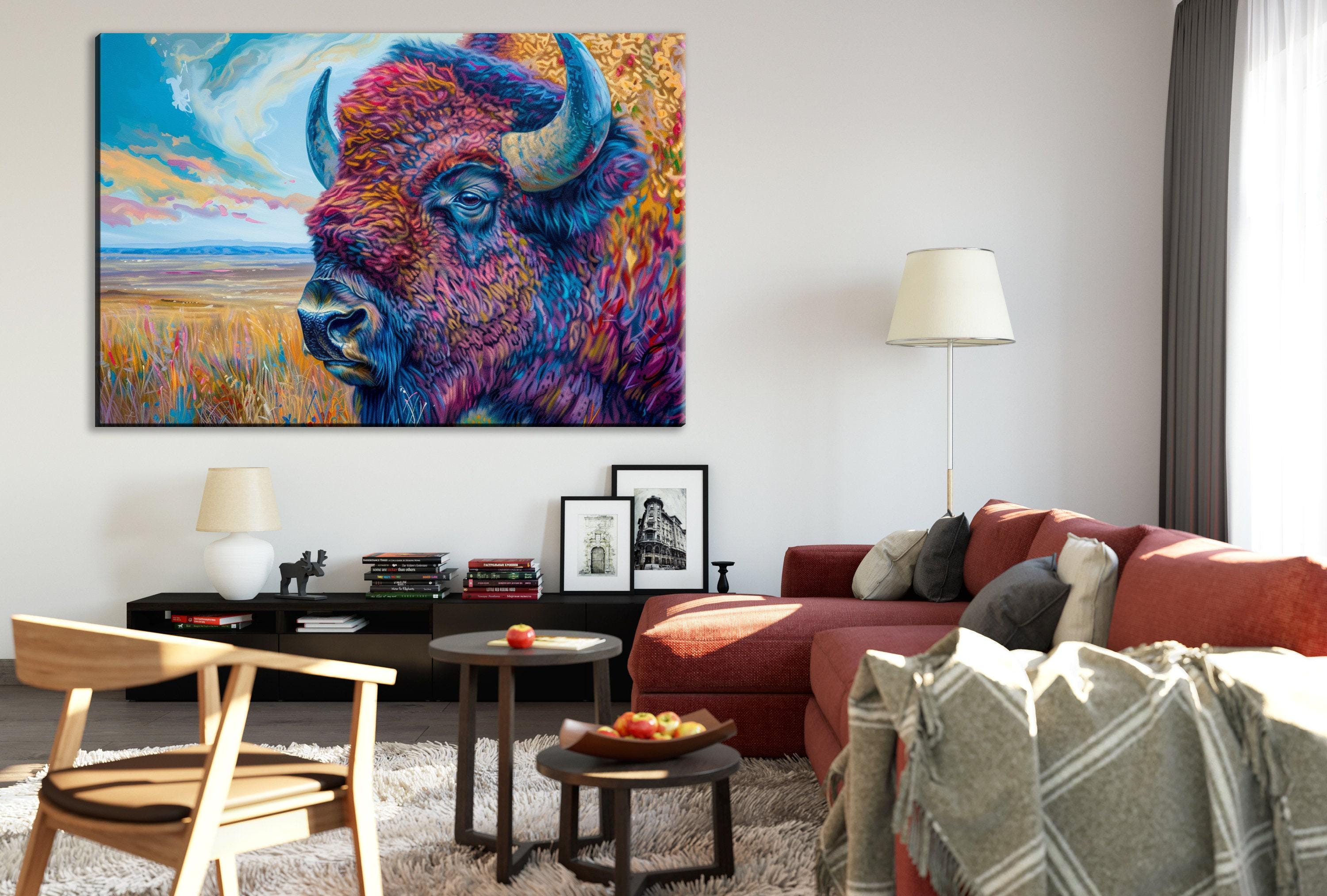 Bison Canvas Art – Large Gallery Wrapped Canvas | American Prairie Art, Ready to Hang