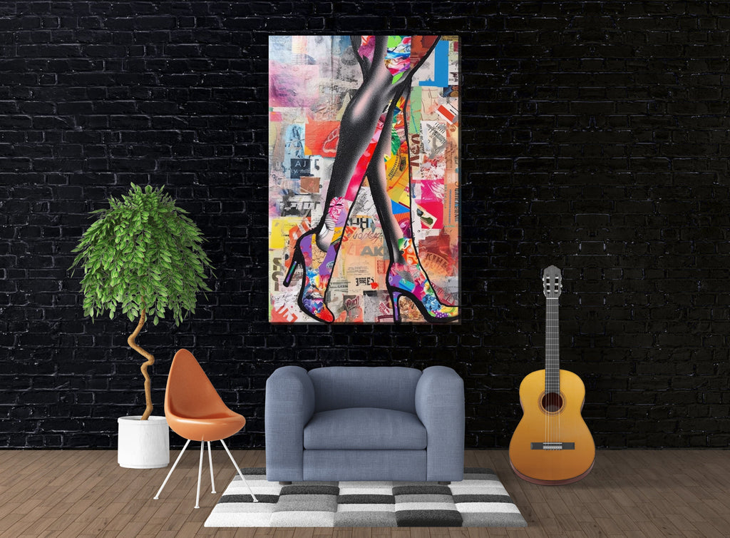 Woman Legs Canvas - Large Canvas Wall Art | Modern Collage Fashion Decor