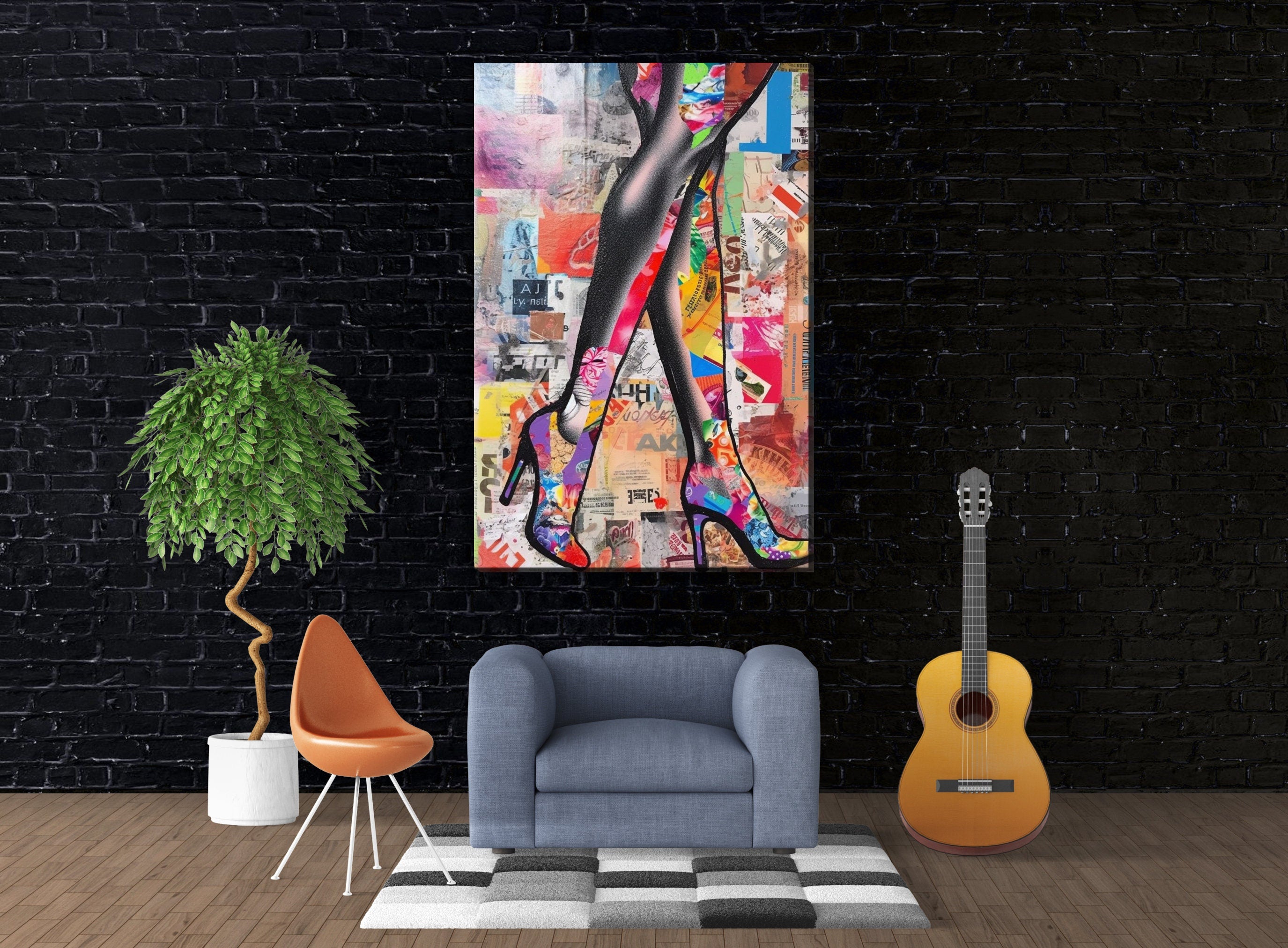 Woman Legs Canvas - Large Canvas Wall Art | Modern Collage Fashion Decor