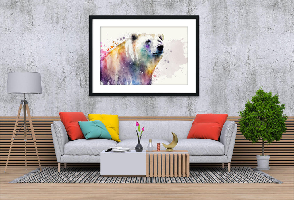 Icy Guardian: Polar Bear Watercolor Painting, Giclee Print on Canvas, Artist Paper, Watercolor Paper, Available in Extra Large Sizes