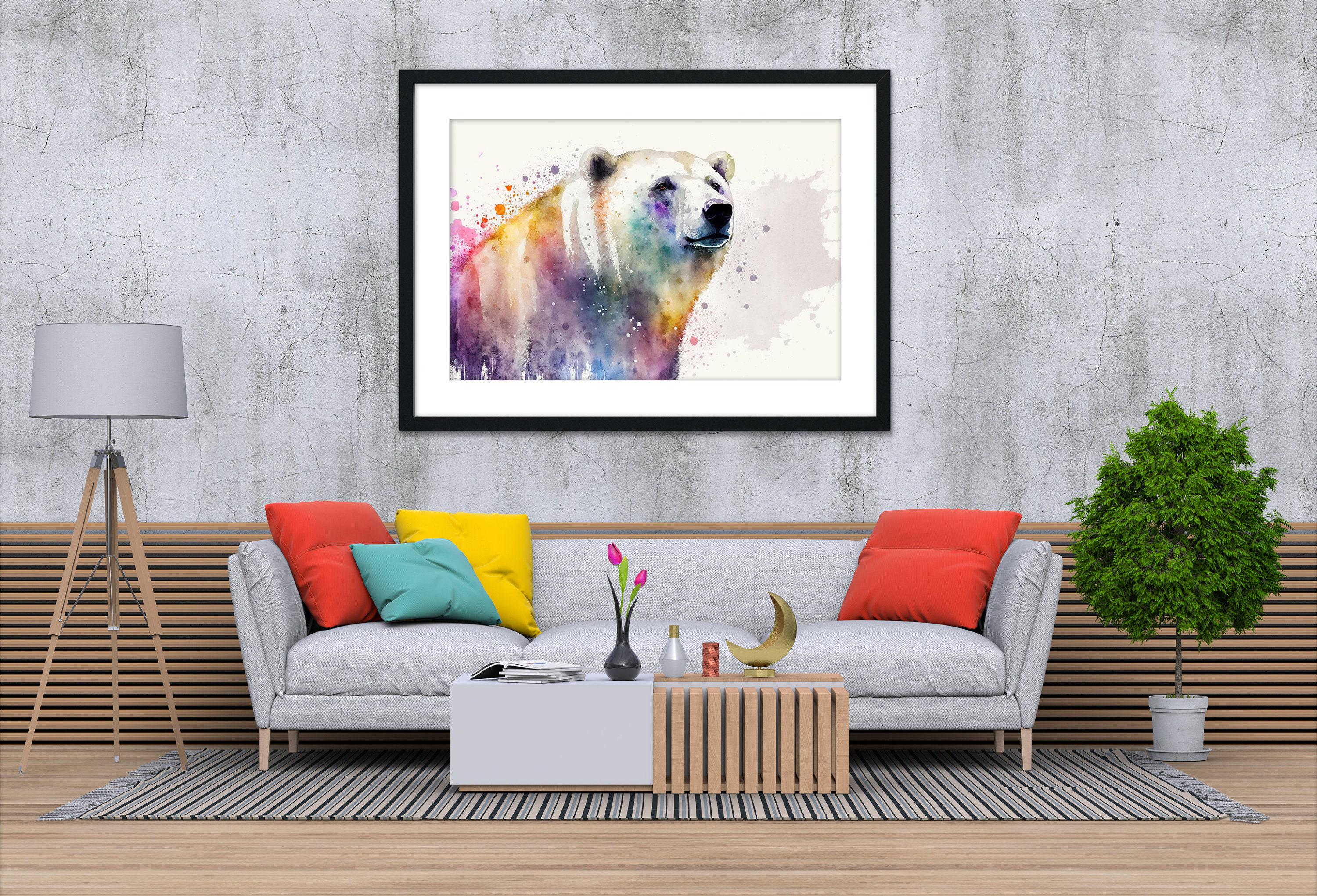 Icy Guardian: Polar Bear Watercolor Painting, Giclee Print on Canvas, Artist Paper, Watercolor Paper, Available in Extra Large Sizes