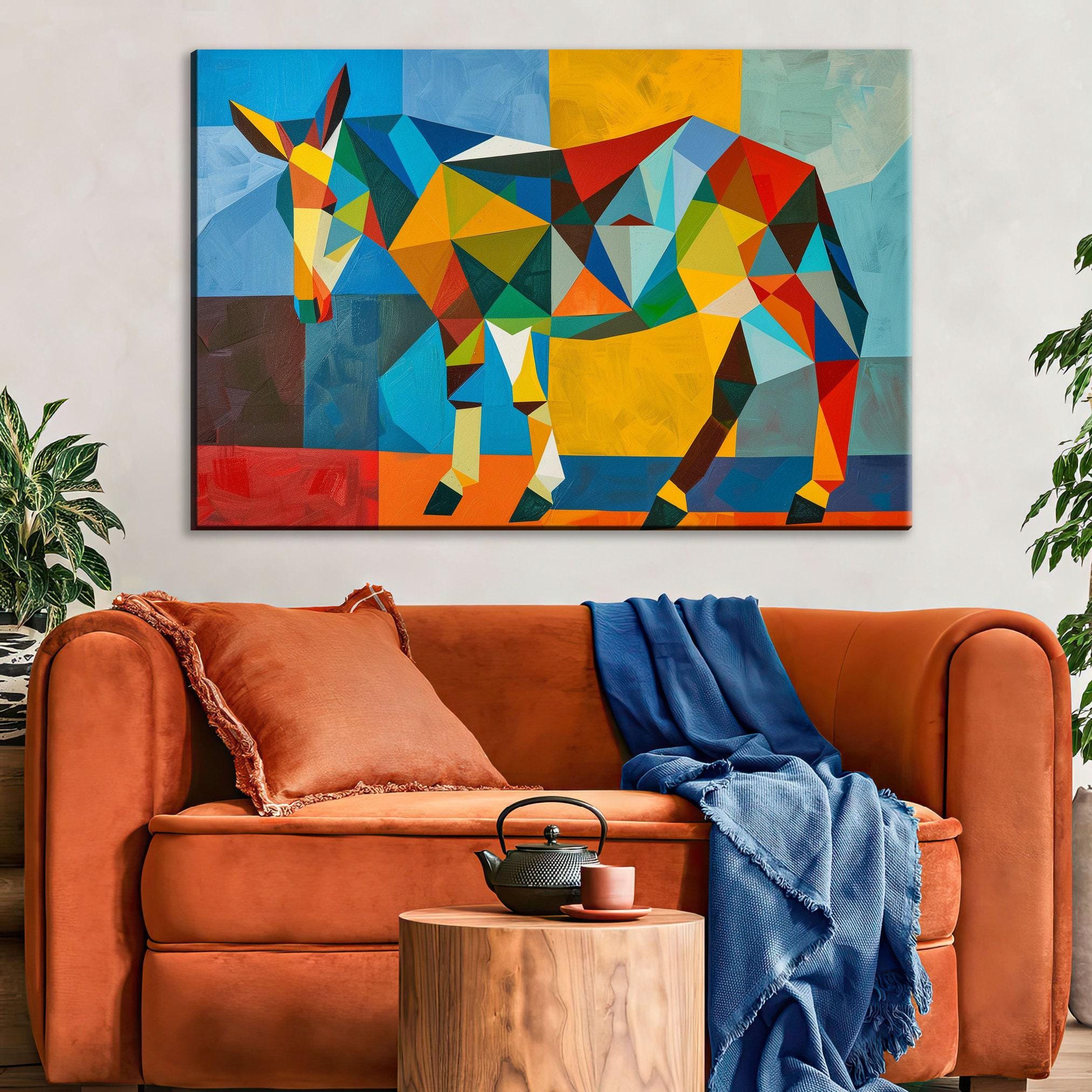 Geometric Donkey Art - Mid Century Modern Large Canvas Art | Ready to Hang Gallery Wrapped Canvas