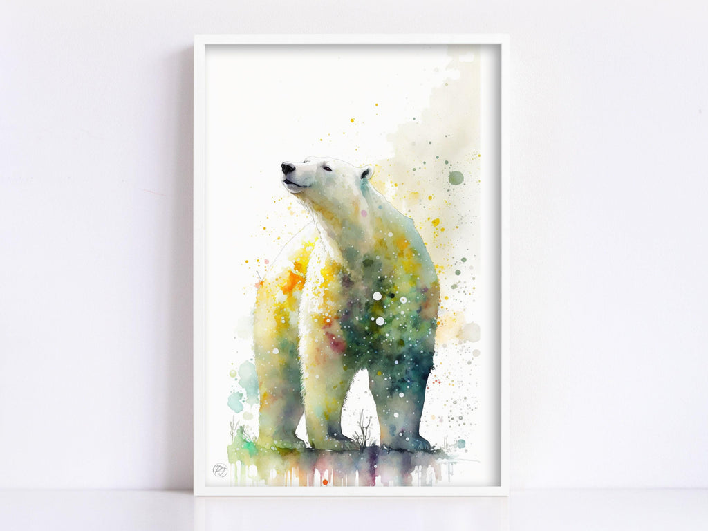 Arctic Majesty: Polar Bear Watercolor Wall Art Print, Giclee Print on Canvas, Artist Paper, Watercolor Paper, Available in Extra Large Sizes
