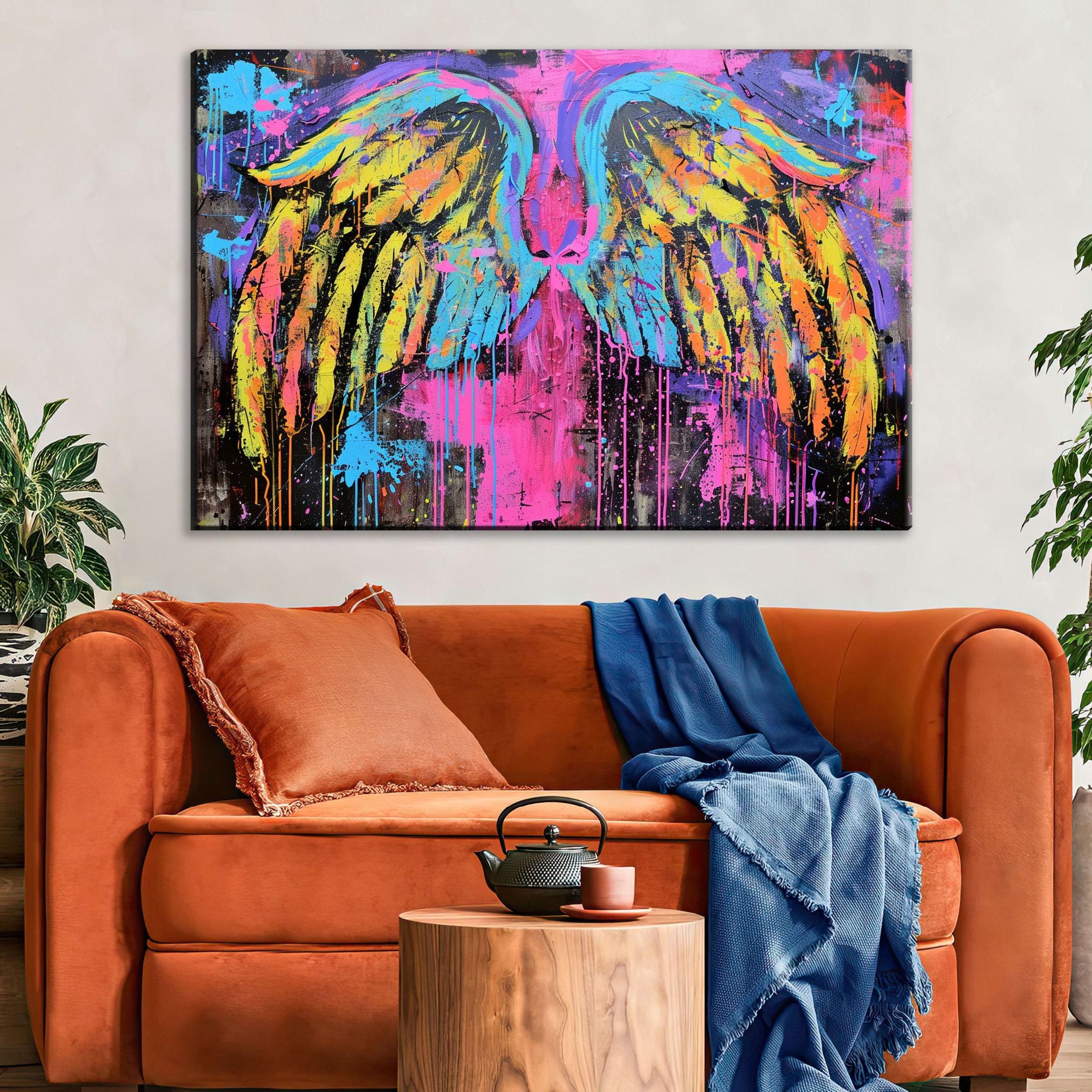 Colorful Angel Wings Art – Extra Large Pop Art Canvas | Gallery Wrapped Print