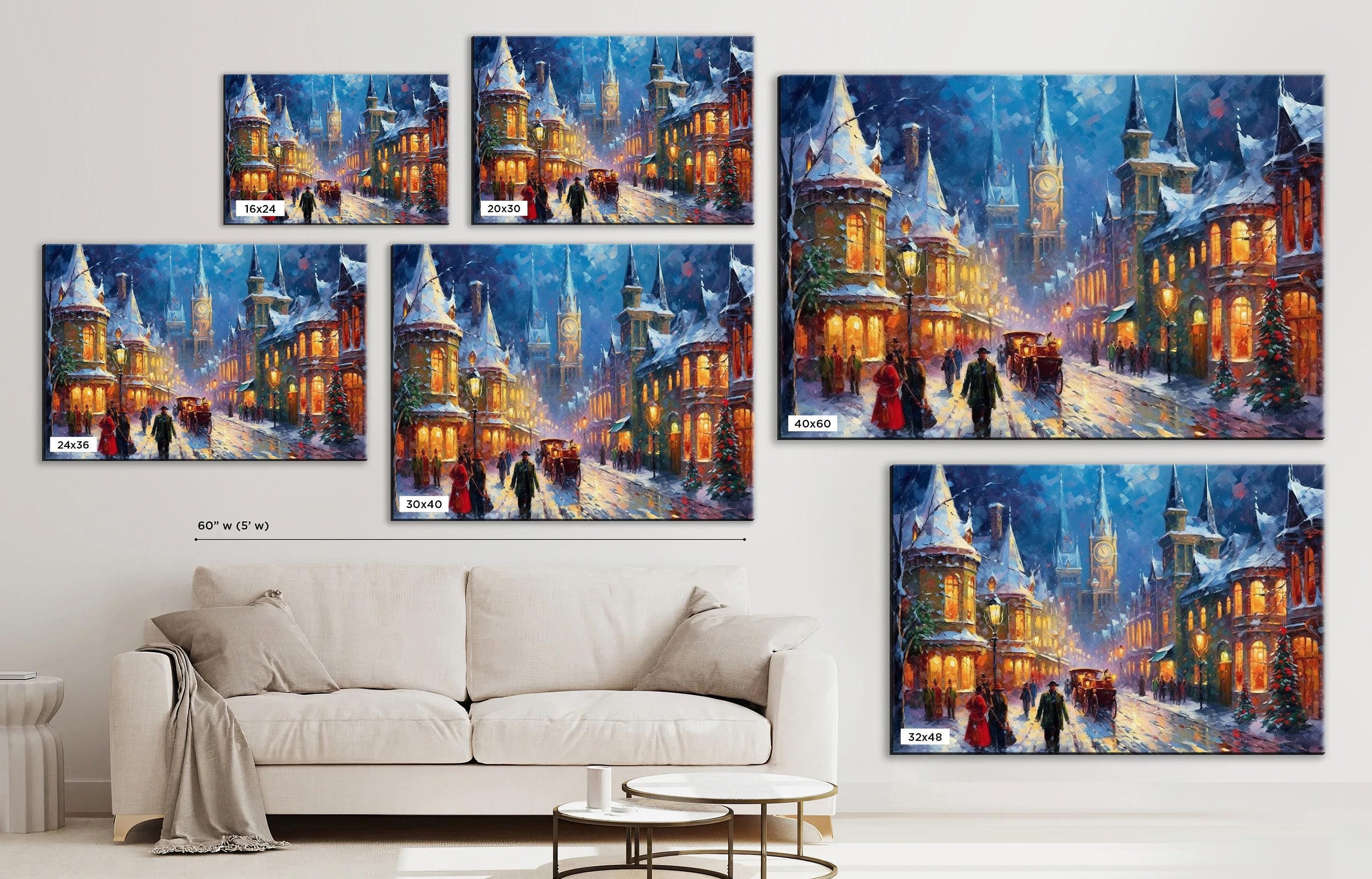 Victorian Christmas Art | Classic Holiday Decor on Extra Large Gallery Wrapped Canvas Print