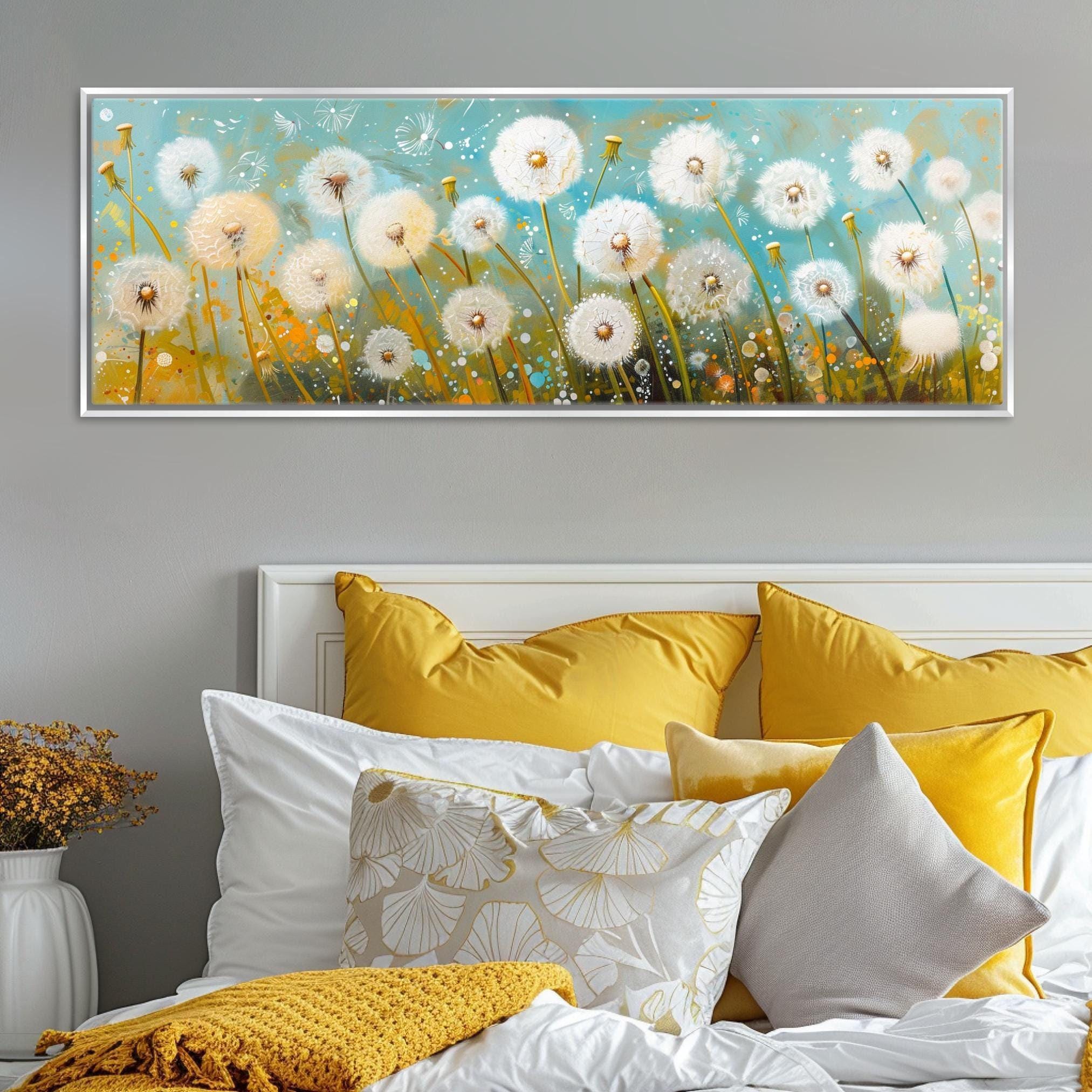 Panoramic Dandelion Wall Art - Large Framed Canvas, Gallery Wrapped, Ready to Hang