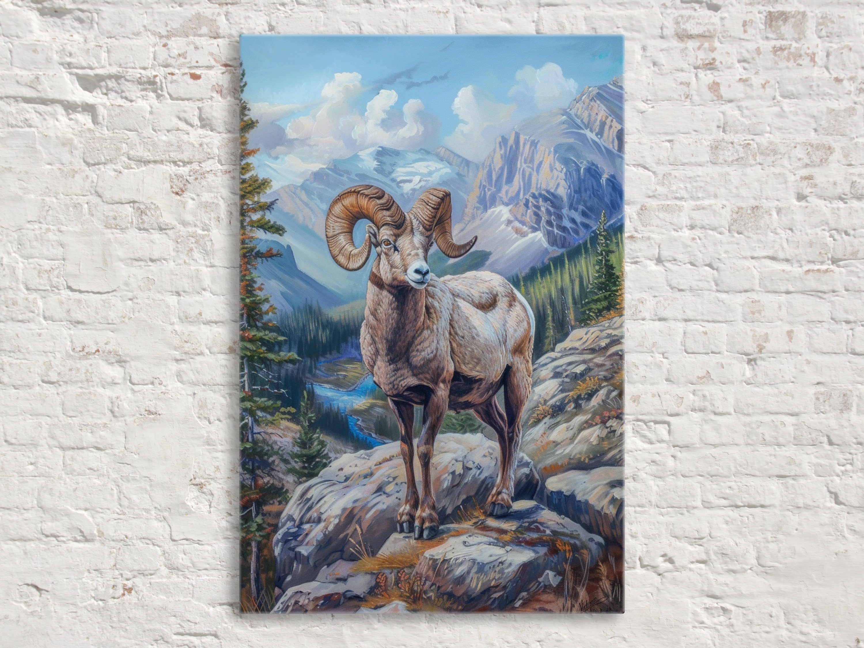 Bighorn Sheep Wall Decor – Large Wildlife Canvas Art | Ready to Hang, Gallery Wrapped Print
