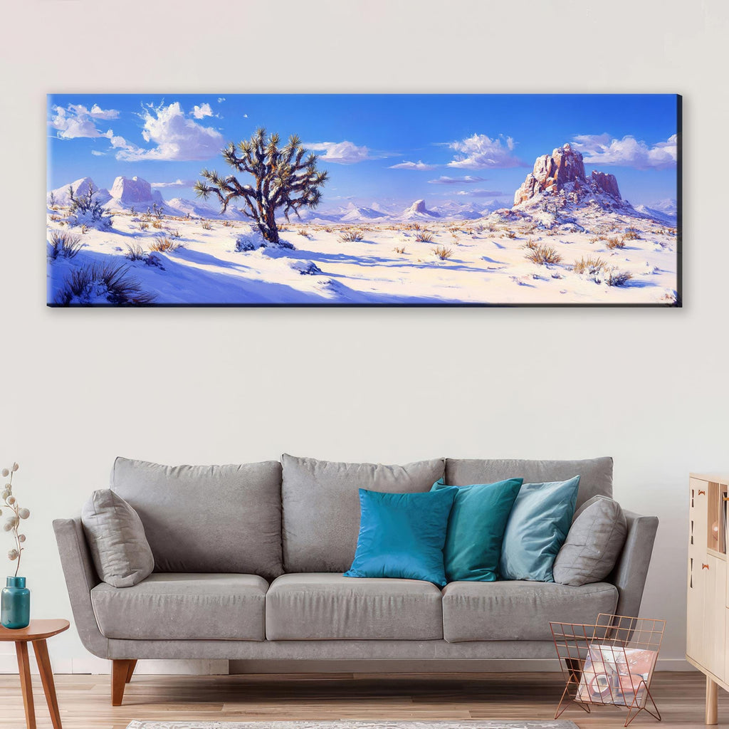 a living room with a couch and a painting on the wall