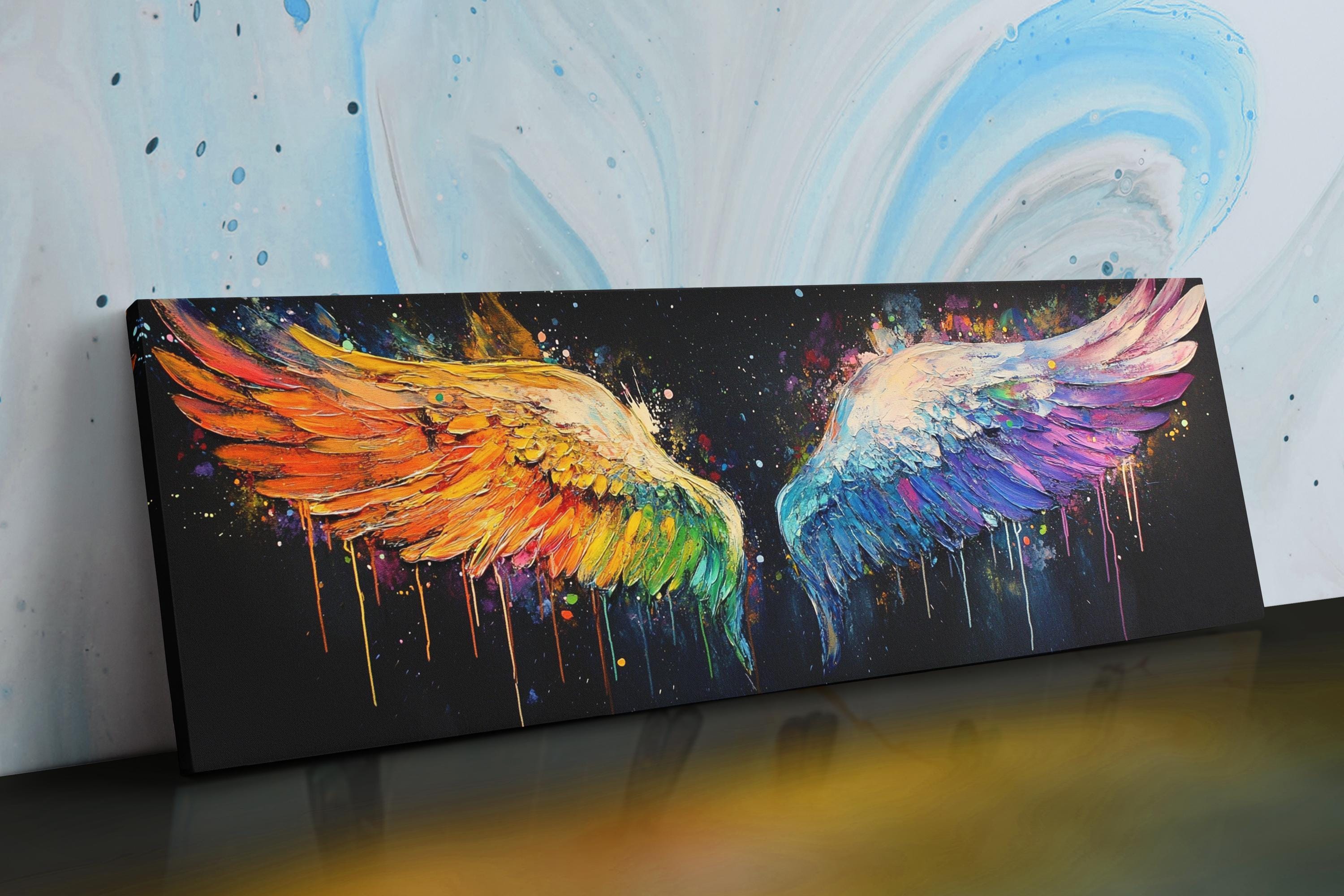 Banksy Angel Wings Canvas - Panoramic Wall Art, Gallery Wrapped, Ready to Hang