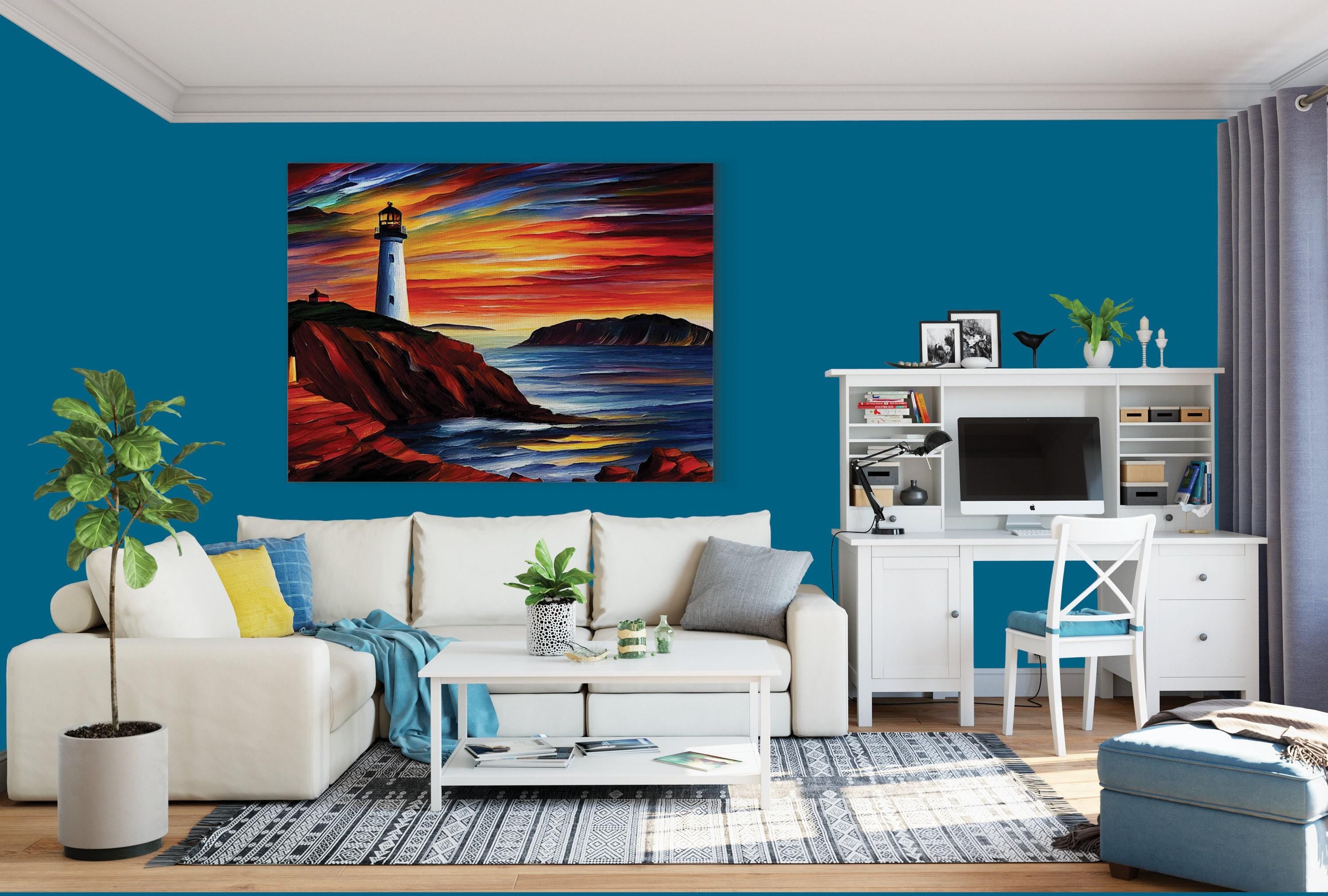 Lighthouse Canvas Art | Vibrant Oil Painting Reproduction on Wooden Frame