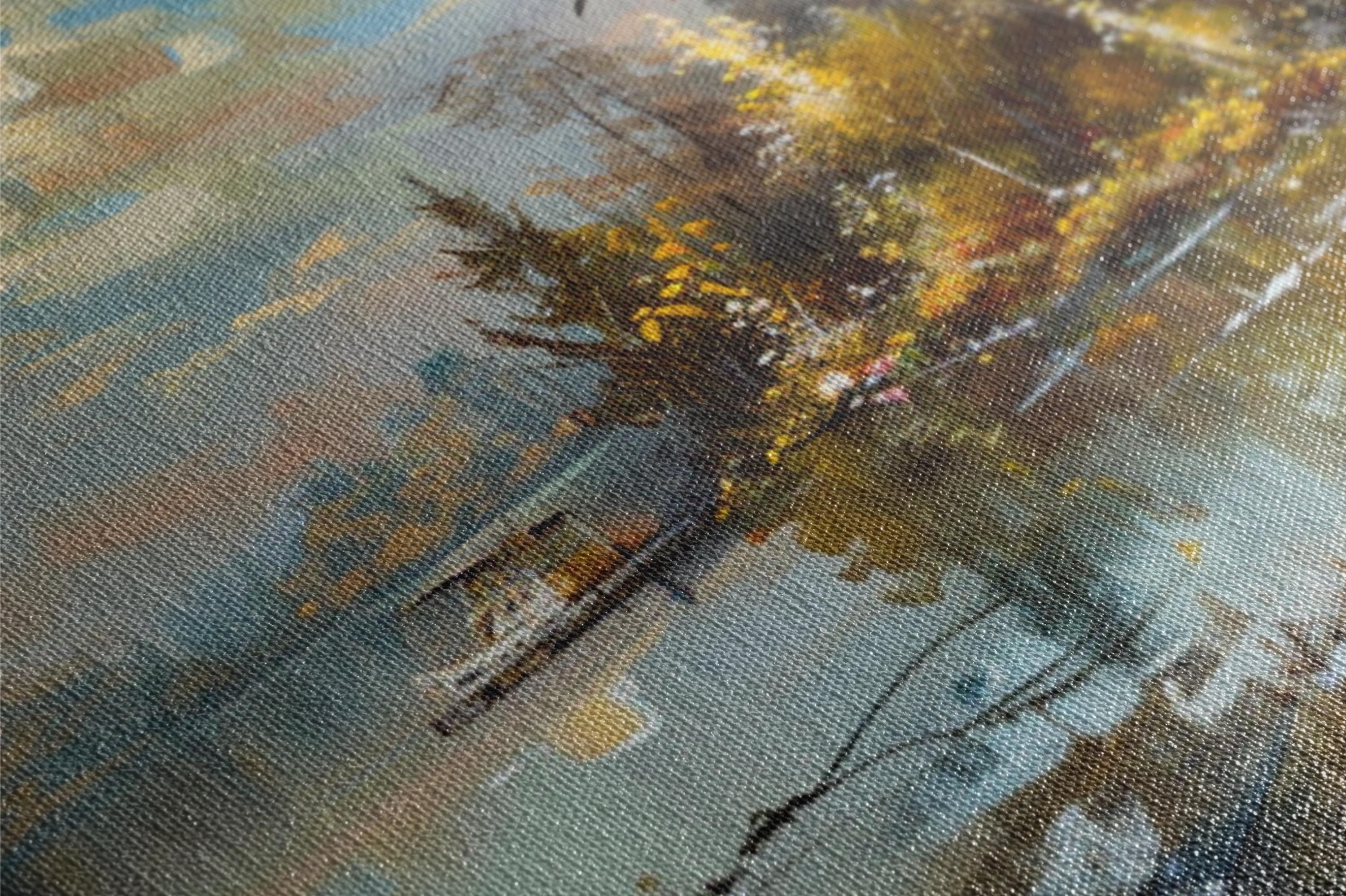 a close up of a painting of a tree