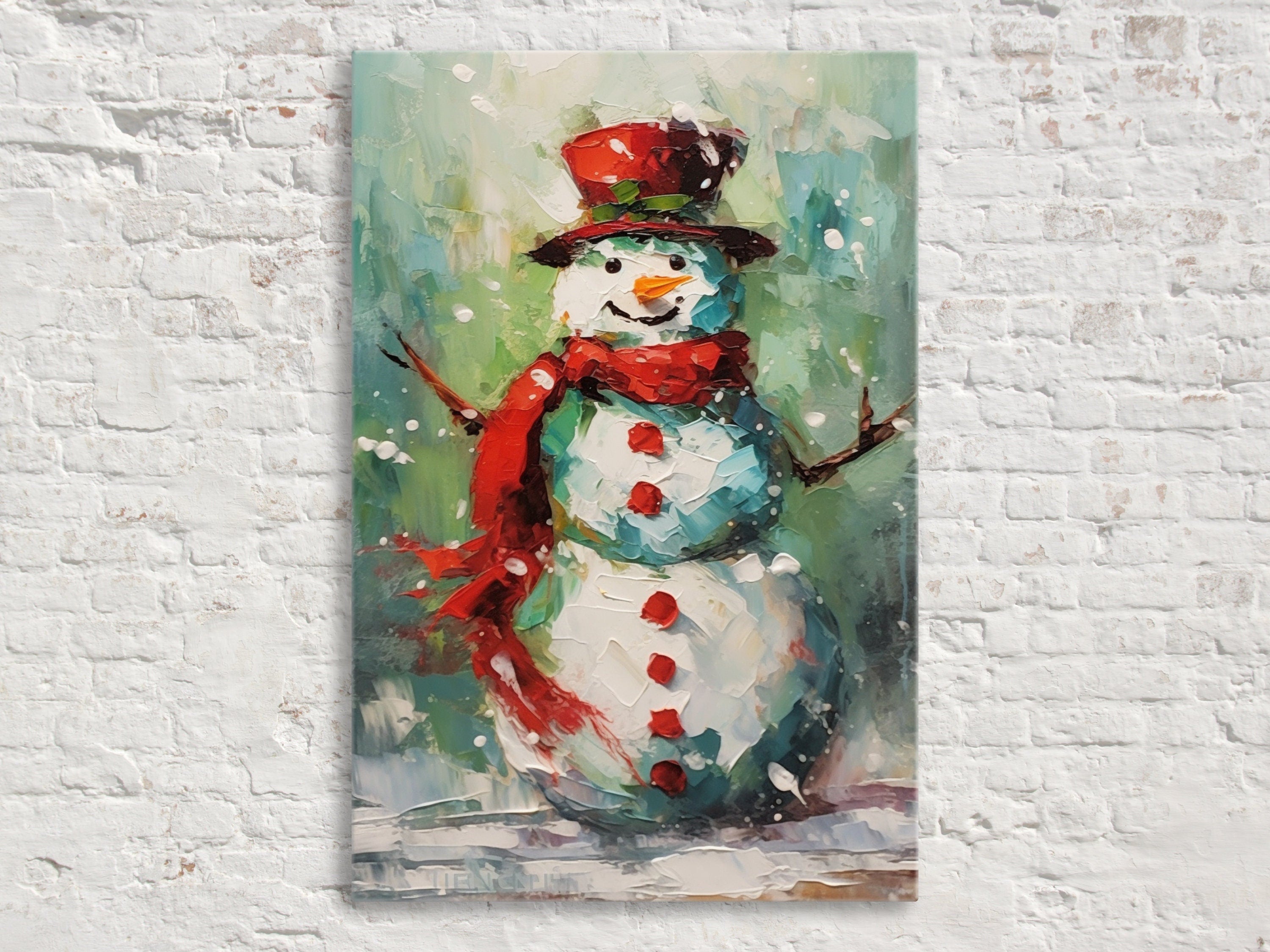 Christmas Wall Art – Frosty the Snowman Canvas Print | Vibrant Holiday Colors & Easy to Hang