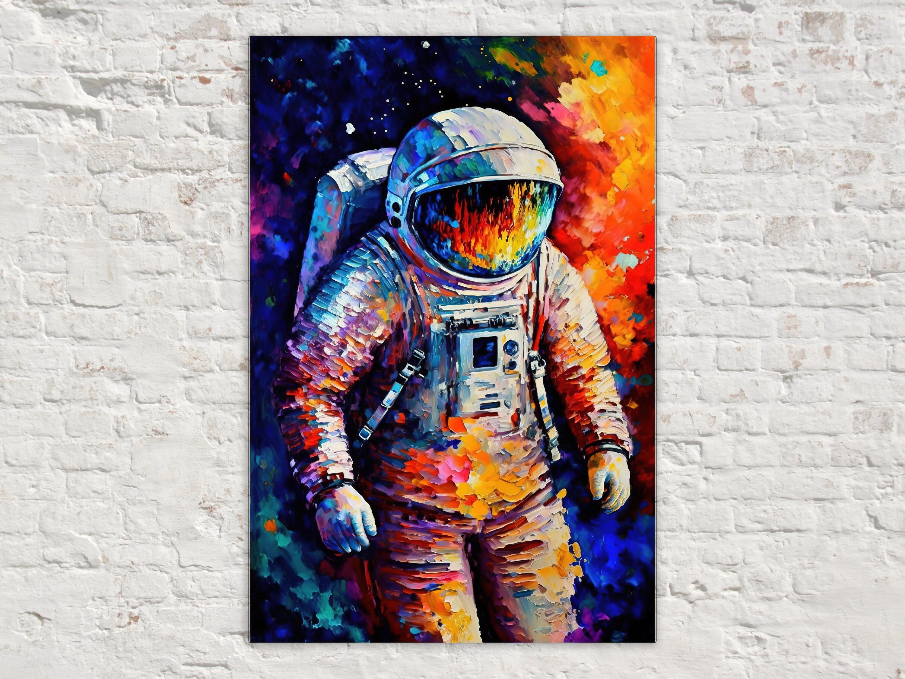 Astronaut Art Print – Colorful Space Art Canvas | Gallery Wrapped Ready to Hang