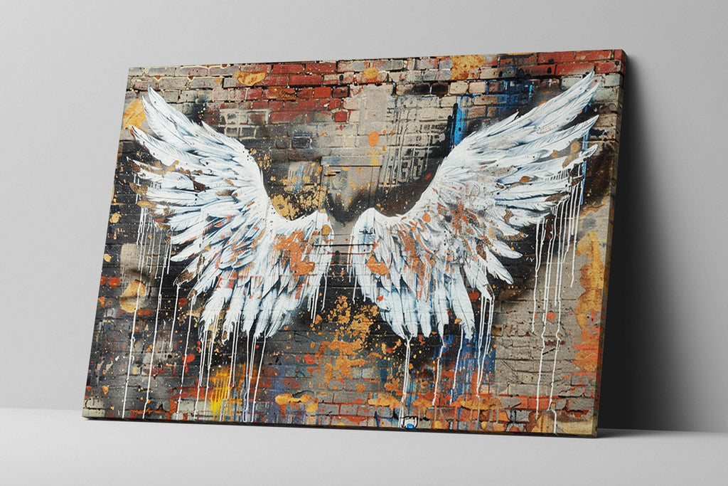 Graffiti Angel Wings Urban Street Art – Large Canvas Art, Gallery Wrapped, Ready to Hang