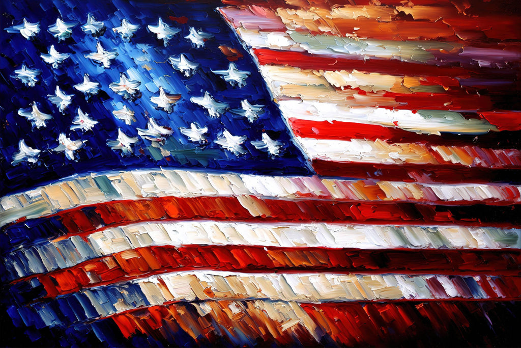 American Flag Canvas | Patriotic Wall Art - Red White Blue Artwork, Fade Resistant Print