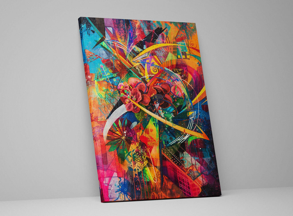 Retro Futurism Wall Art – Cosmic Retro Decor on Extra Large Gallery Wrapped Canvas