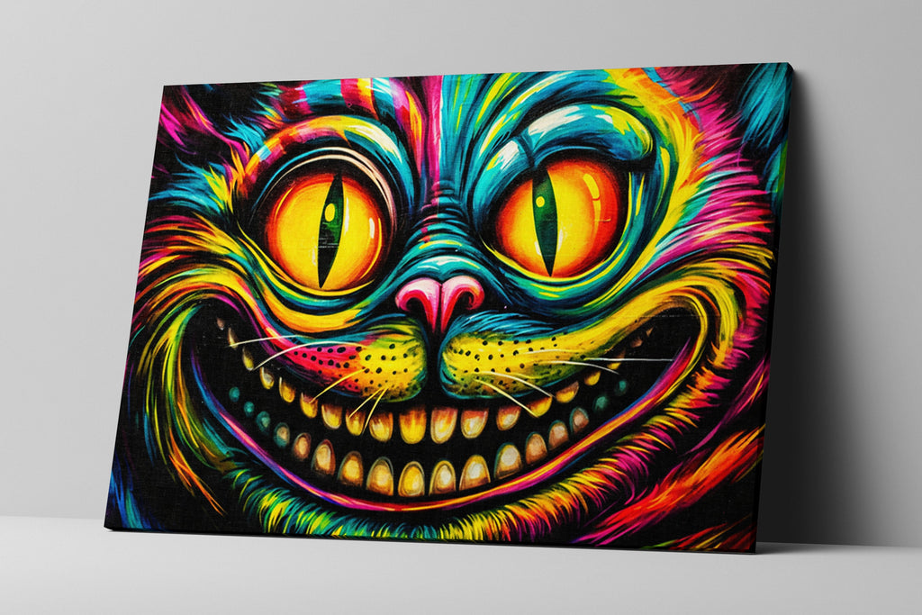 Cheshire Cat Wall Art – Vibrant Fantasy Canvas Print | Wonderland Themed Art