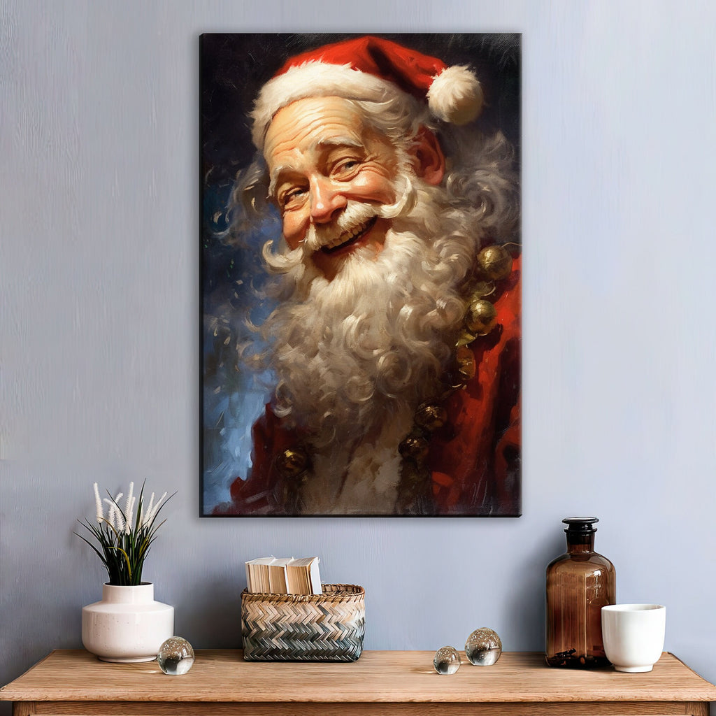 Vintage Santa Claus | Classic Santa Painting on Gallery Wrapped Canvas - Large Giclee Print