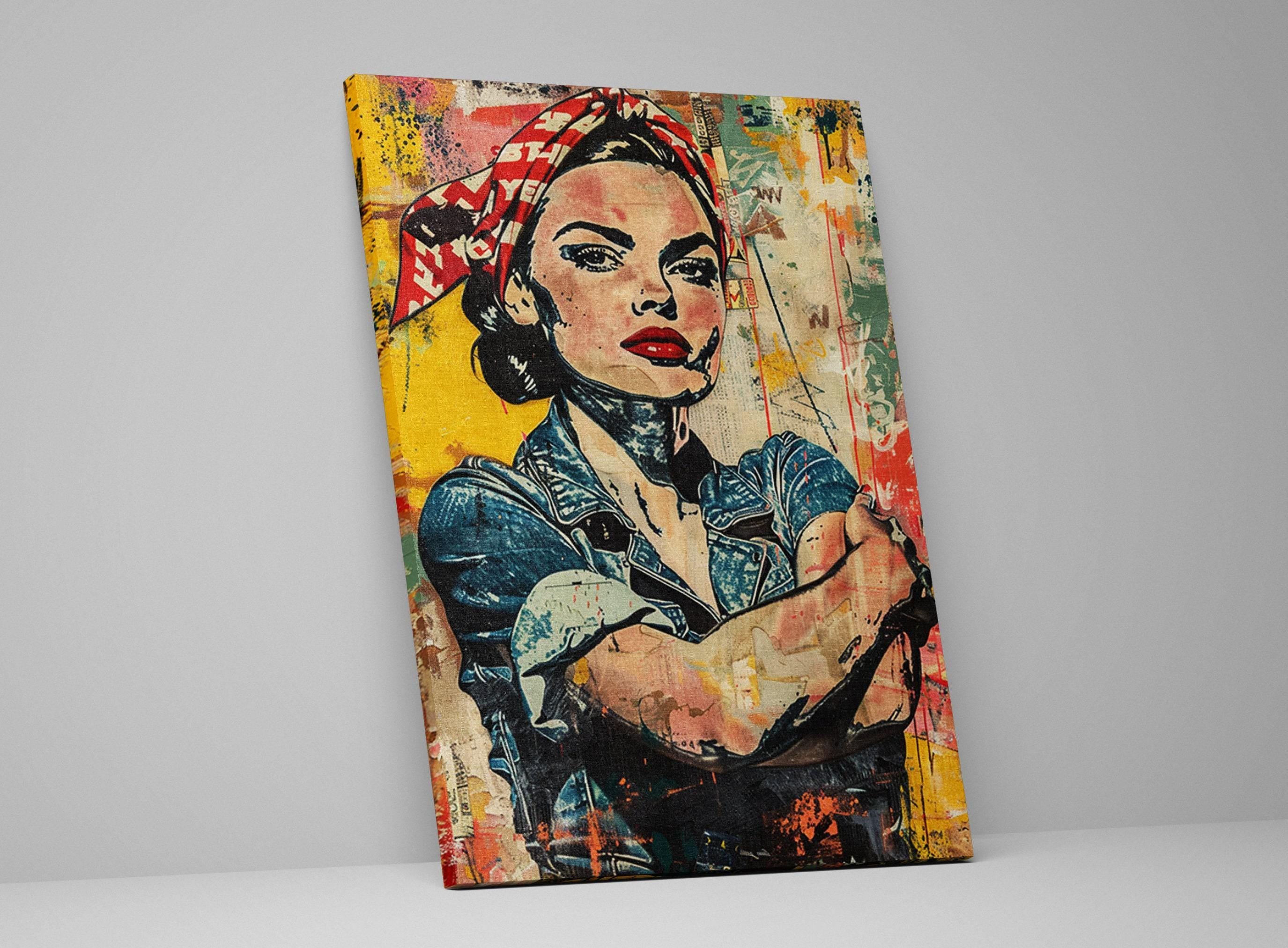 Rosie the Riveter Art - Large Canvas Wall Art | Bold Statement Inspirational Decor