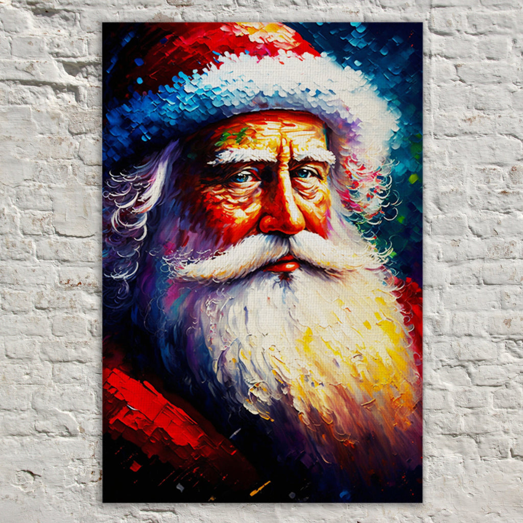 Christmas Canvas Print - Santa Claus Painting With Wooden Frame & Scratch Resistant Coating