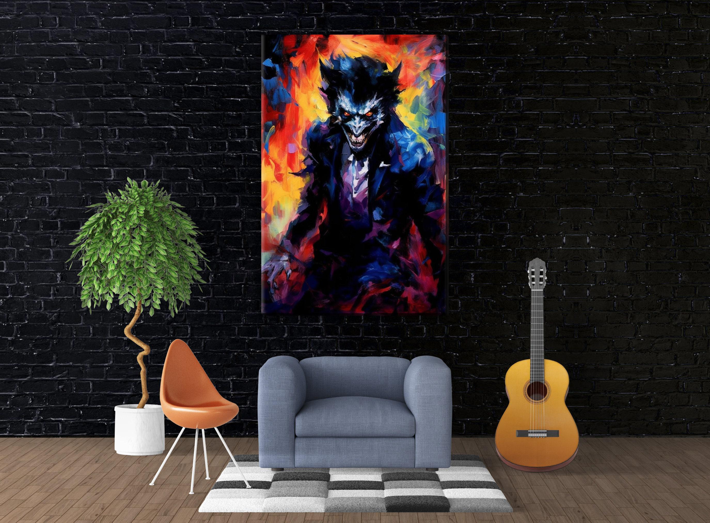 Werewolf Halloween Wall Art – Large Gallery Wrapped Canvas | Spooky Creature Decor