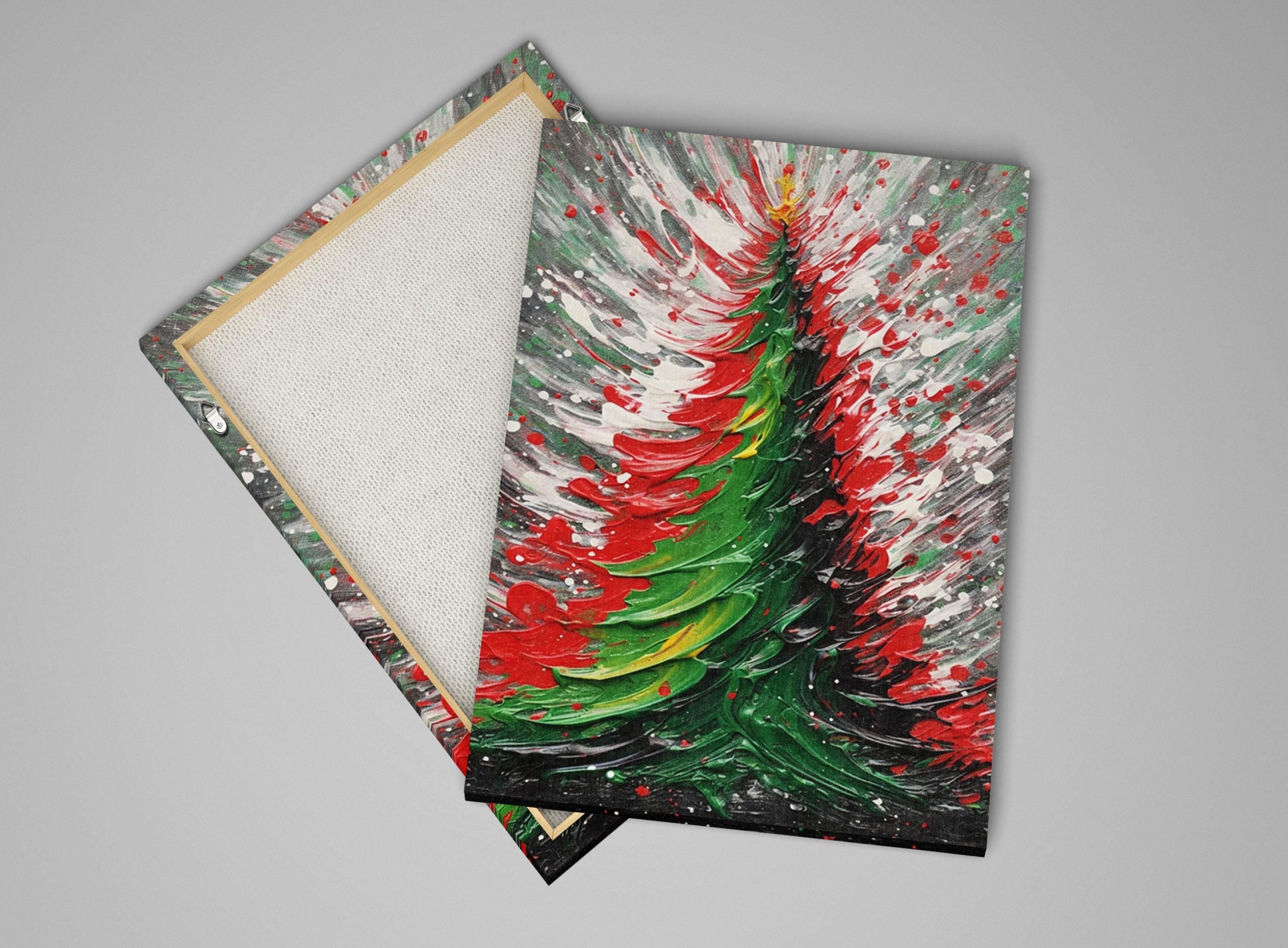 Abstract Christmas Tree Art | Festive Holiday Wall Art - Colorful Tree Print on Artist Canvas