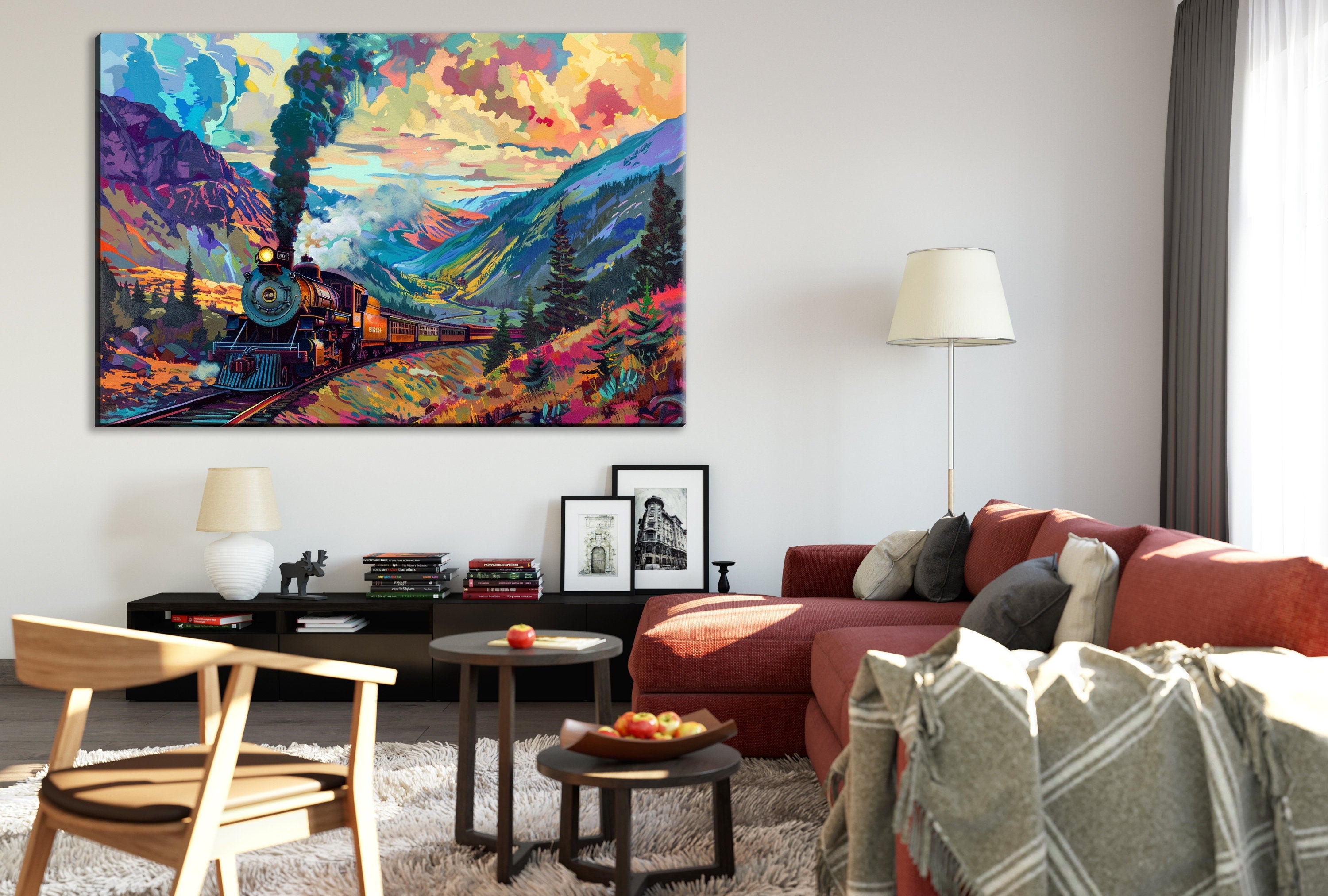 Train Wall Decor | Large Canvas Prints of Classic Train Scene with Durable UV Coating