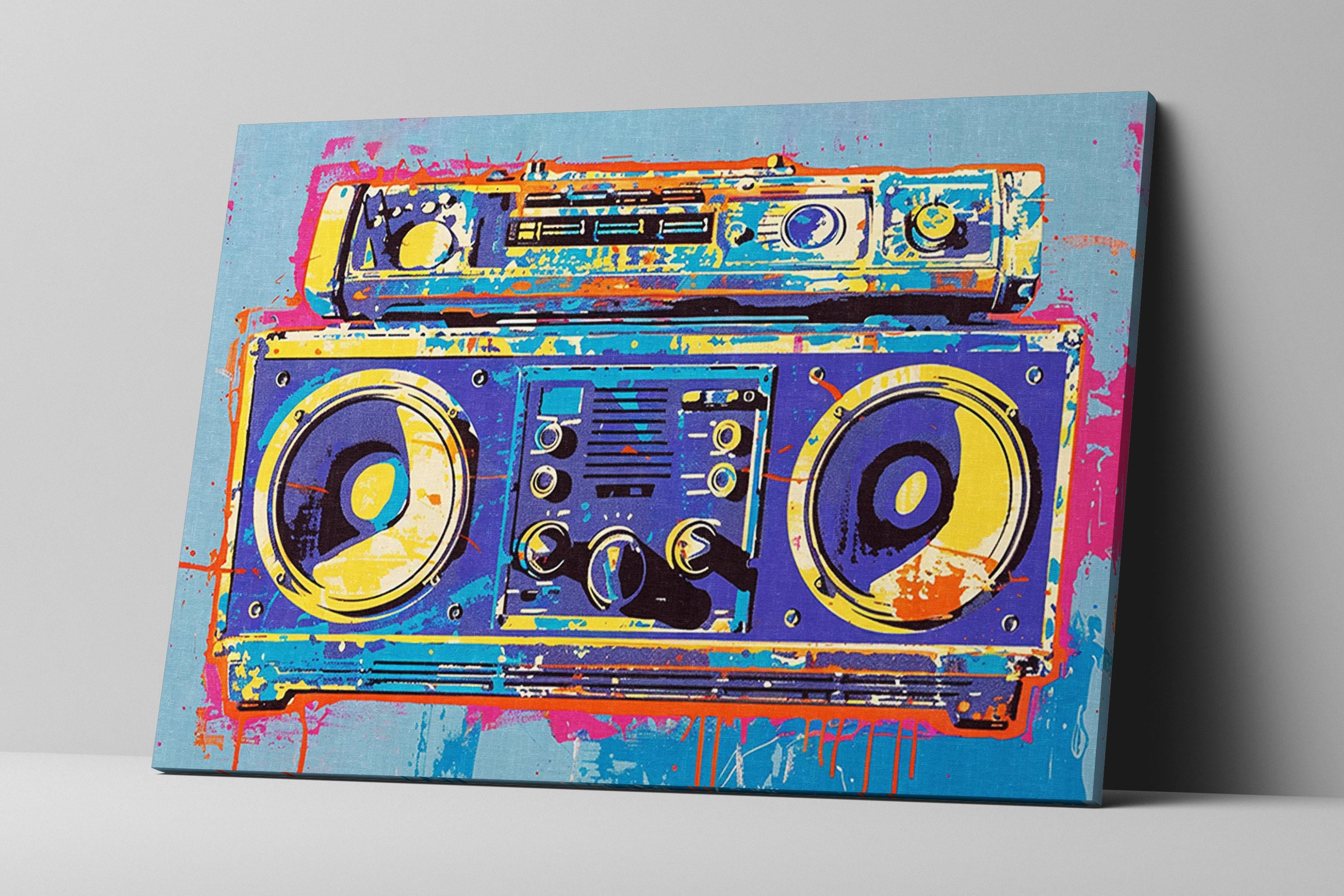 Retro Boombox Wall Art - Pop Art Canvas Print | Extra Large Gallery Wrapped Canvas