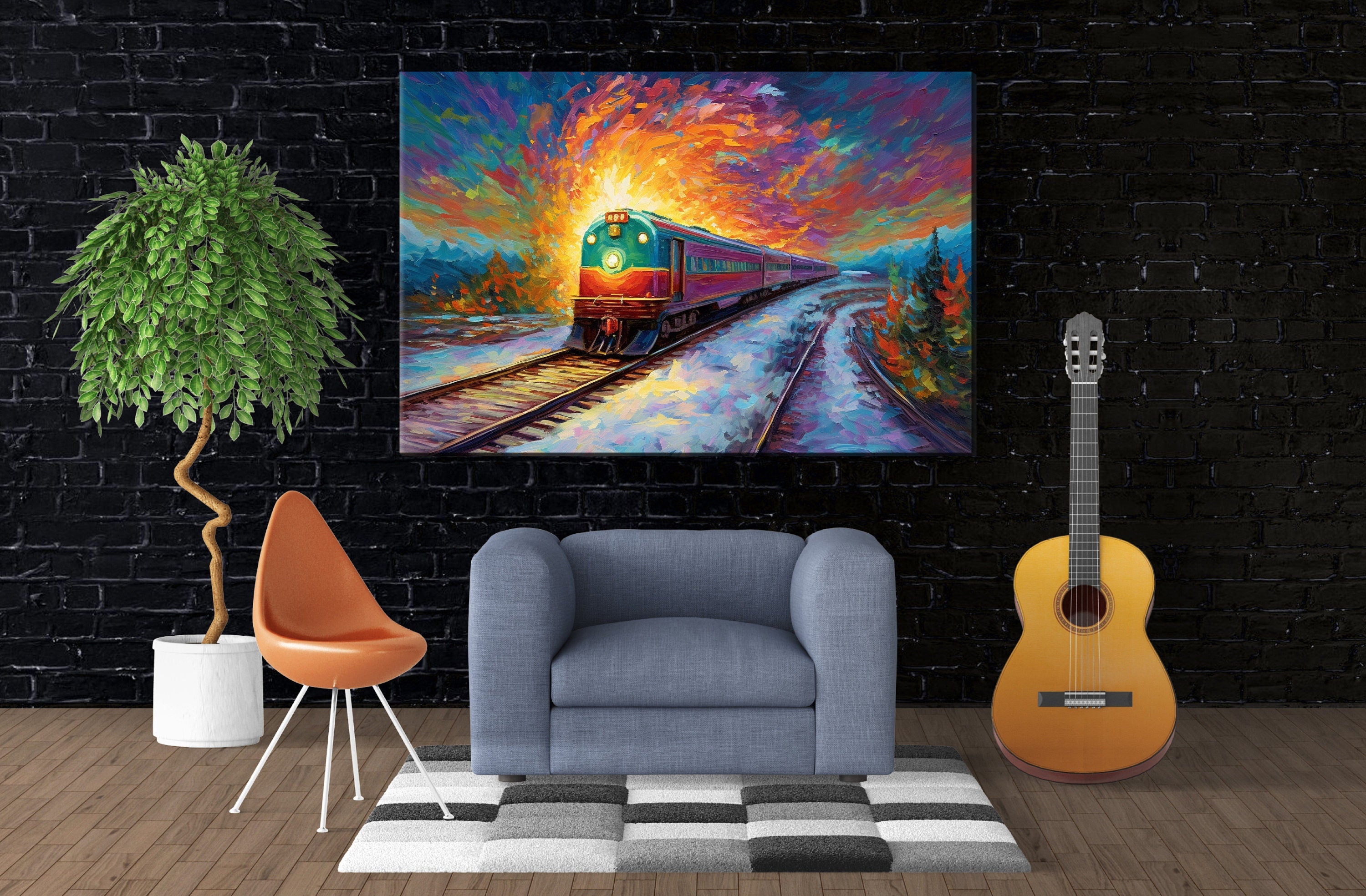Railroad Cargo Print - Large Gallery Wrapped Canvas | Freight Train Art