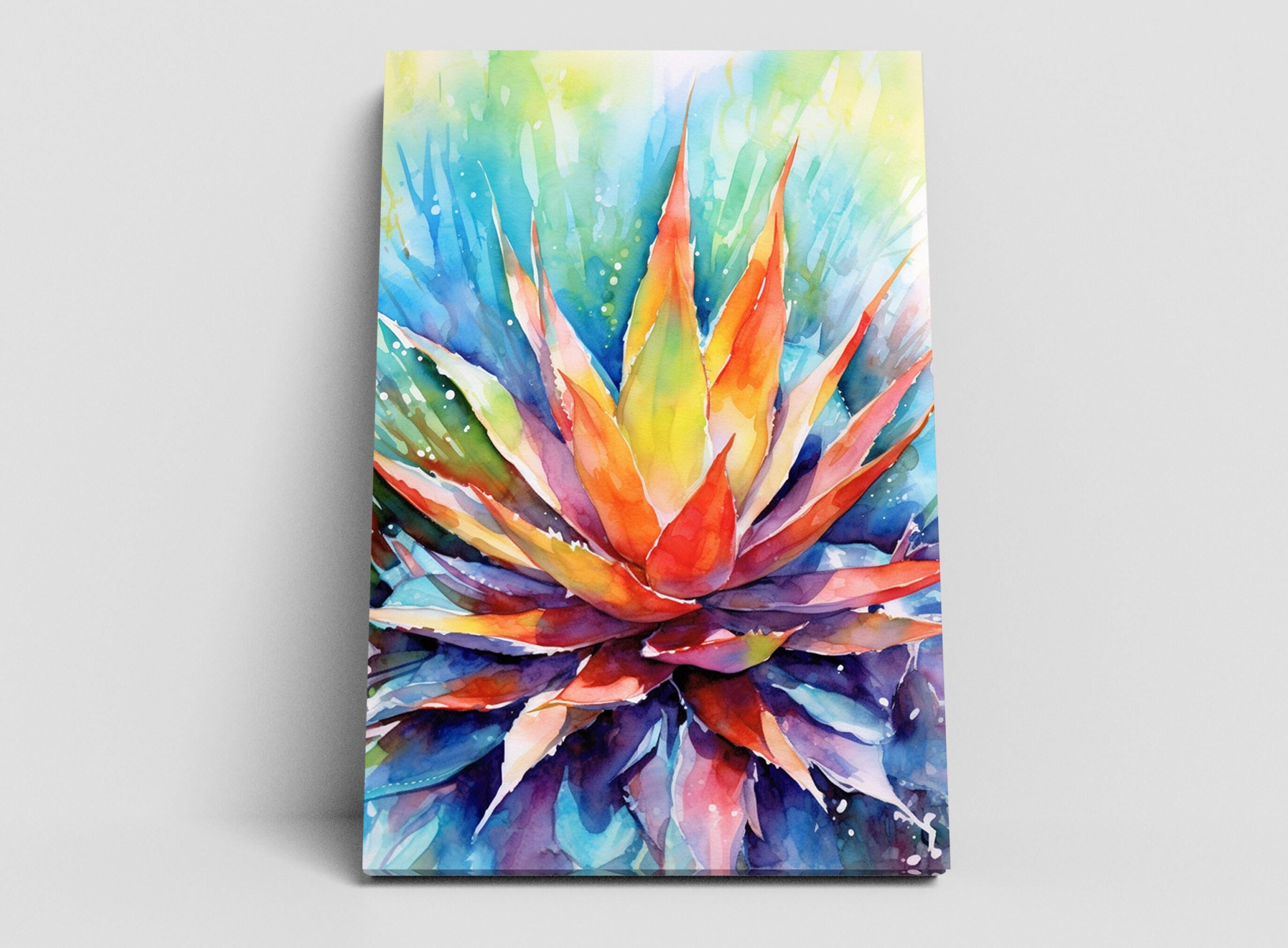Sunset Glow Agave - Southwest Watercolor Wall Decor, Giclee Print on Canvas, Artist Paper, Watercolor Paper, Available in Extra Large Sizes