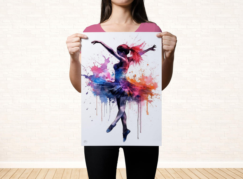 Elegant Ballerina Dancer: Watercolor Wall Art Print, Giclee Print on Canvas, Artist Paper, Watercolor Paper, Available in Extra Large Sizes