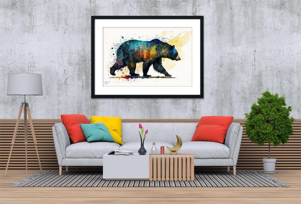Nature's Beauty: Watercolor Black Bear Canvas Print, Giclee Print on Gallery-wrapped Artist Canvas, Available in Extra Large Sizes