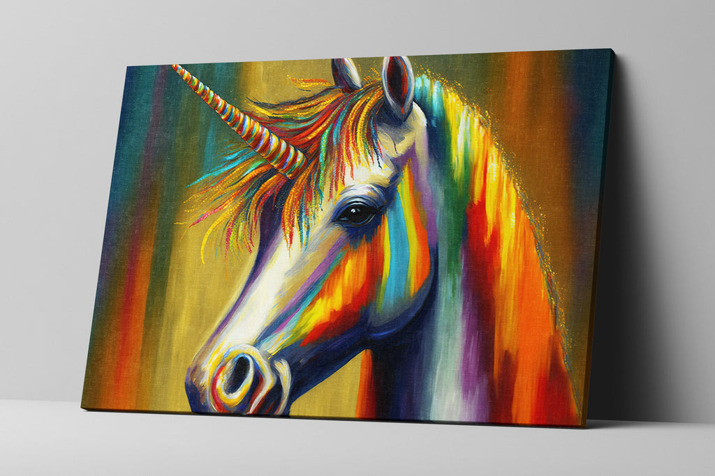 Unicorn Canvas Art – Colorful Kids Room Art With Vibrant Giclee Canvas Print