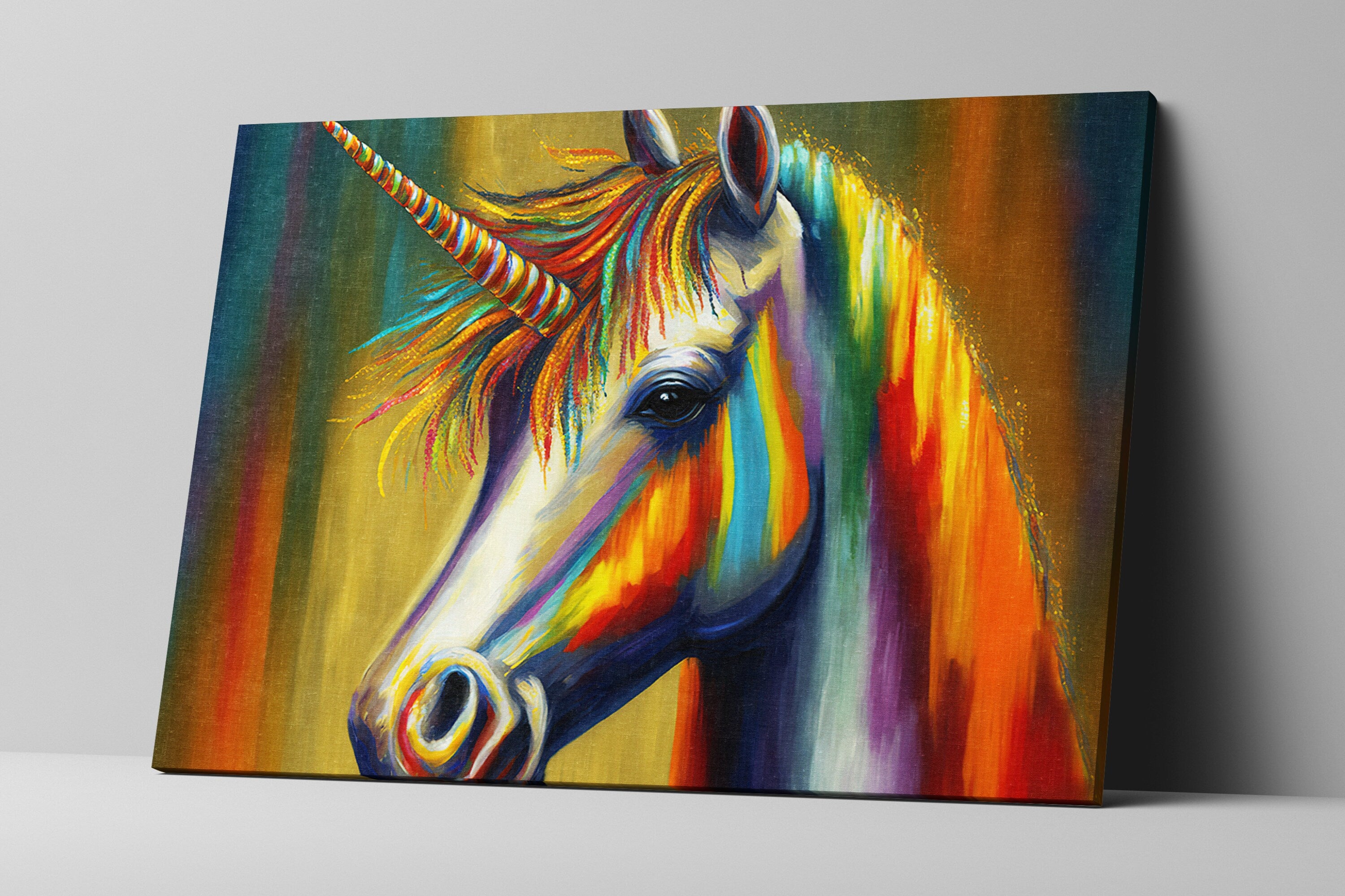 Unicorn Canvas Art – Colorful Kids Room Art With Vibrant Giclee Canvas Print