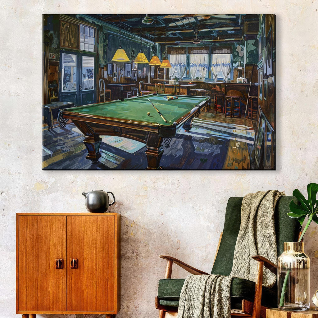 Vintage Billiards Canvas – Gallery Wrapped Pool Hall Wall Art | Extra Large Giclée Print