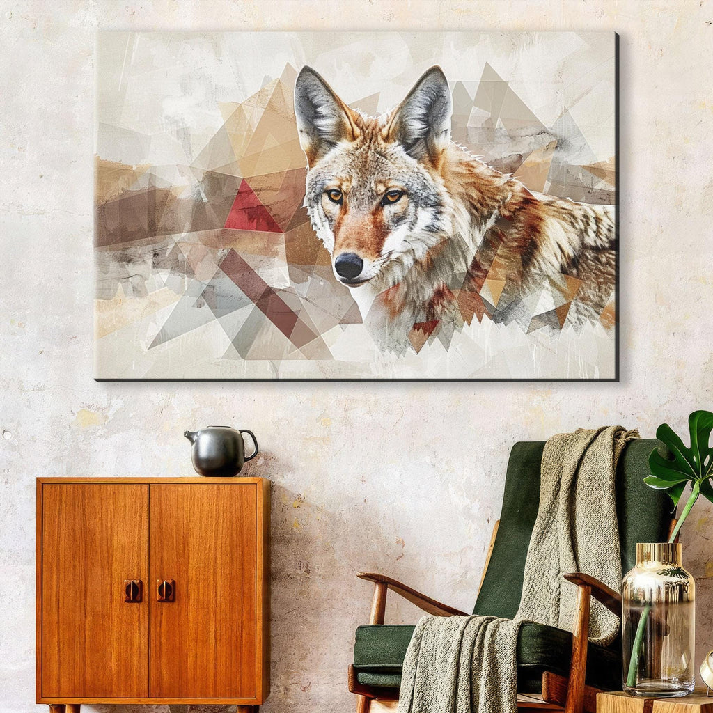Minimalist Desert Coyote | Large Canvas Art - Modern Chic Gallery Wrapped Print