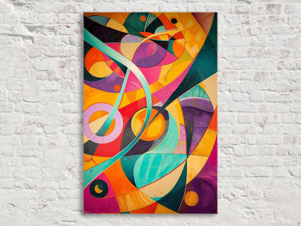Retro Futurism Wall Art – Extra Large Abstract Canvas Print, Gallery Wrapped & Ready to Hang