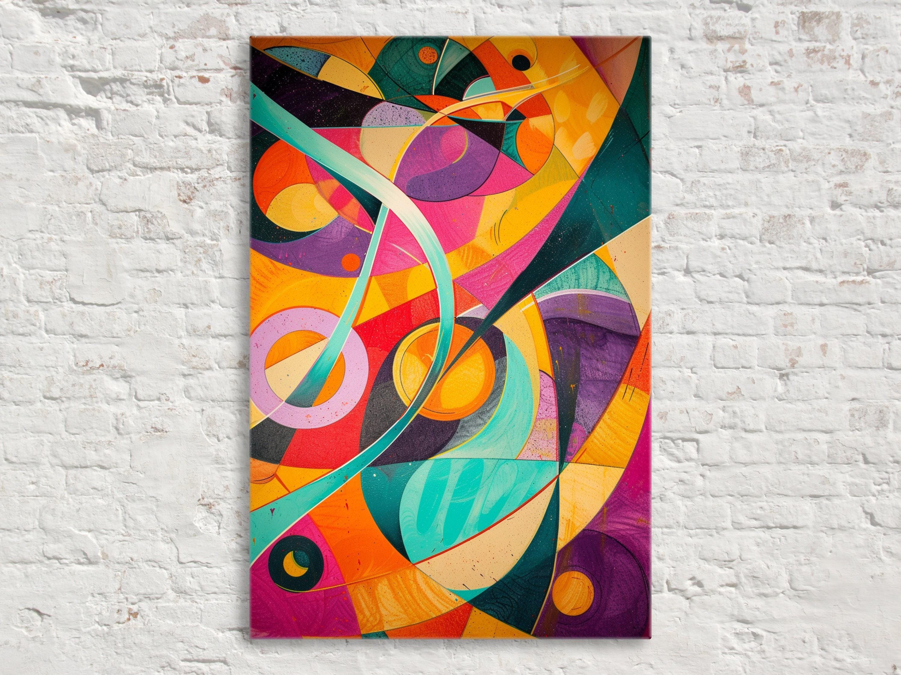 Retro Futurism Wall Art – Extra Large Abstract Canvas Print, Gallery Wrapped & Ready to Hang